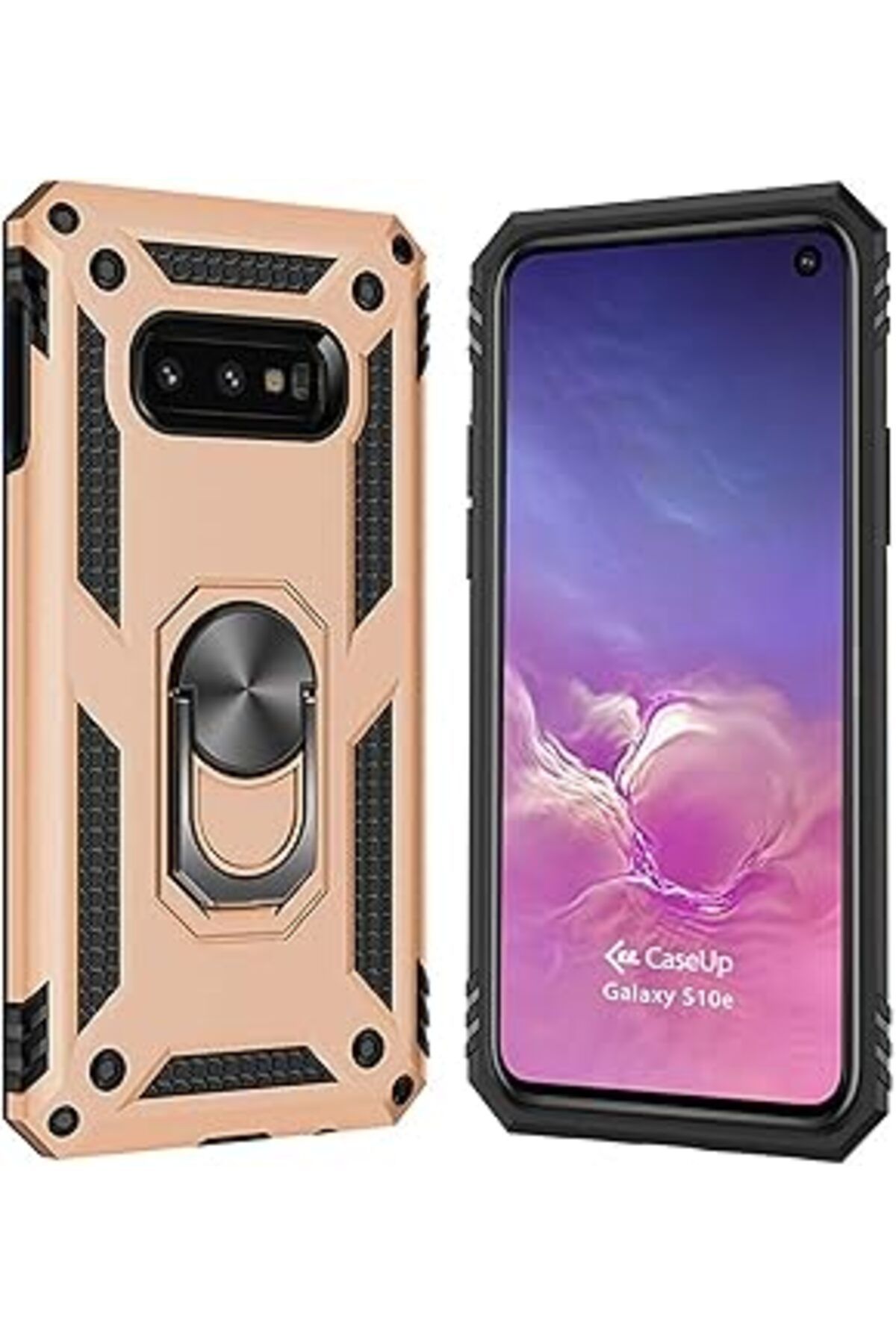 Pazarcan Caseup Galaxy S10E, Caseup Magnetic Ring Uyumlu Kılıf Gold