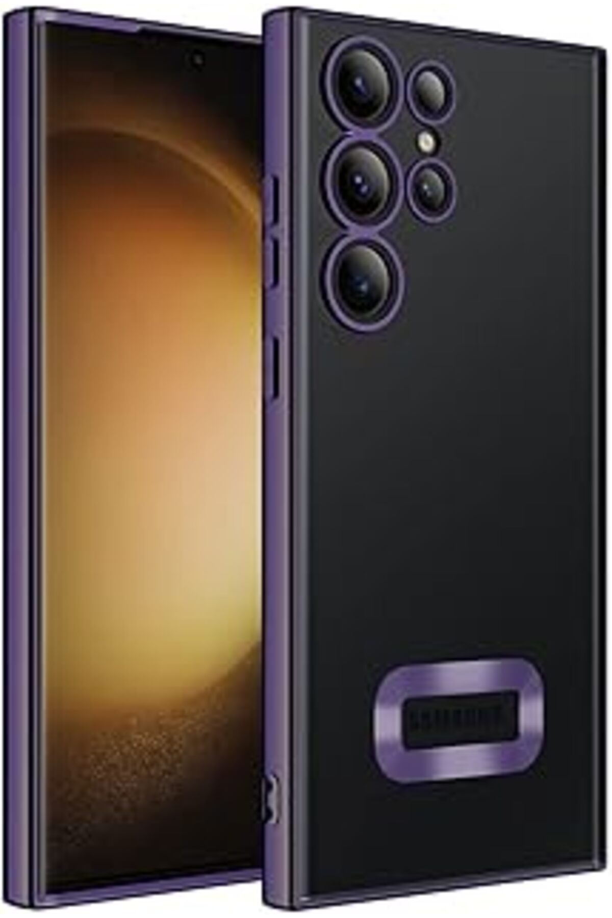 Pazarcan Zore Galaxy Ile Uyumlu S23 Ultra Kılıf Kamera Korumalı Logo Gösteren Zore Omega Kapak Derin Mor