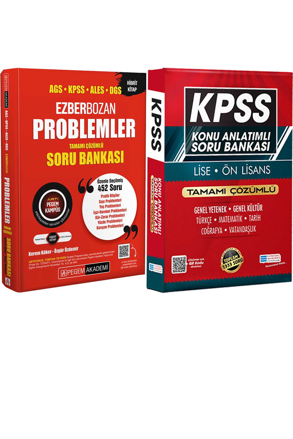 Pegem Akademi Yayıncılık 2026 AGS KPSS ALES DGS Ezberbozan Problemler Çözümlü Soru Bankası - Lise Önlisans Konu Ant. Soru