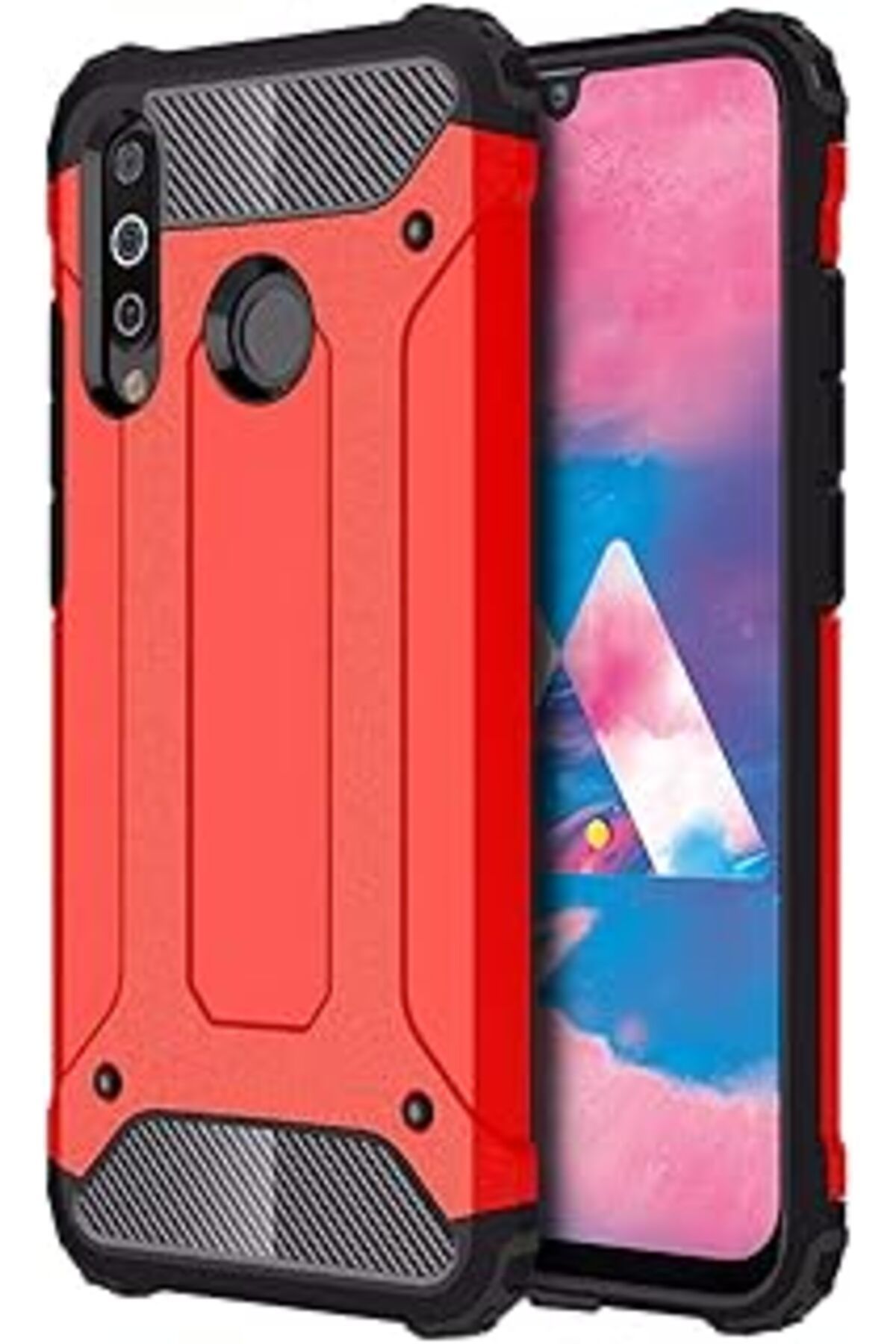 Pazarcan Microsonic Galaxy M30 Kılıf Rugged Armor Kırmızı [Galaxy M30 Ile Uyumlu Kılıf - Kırmızı]