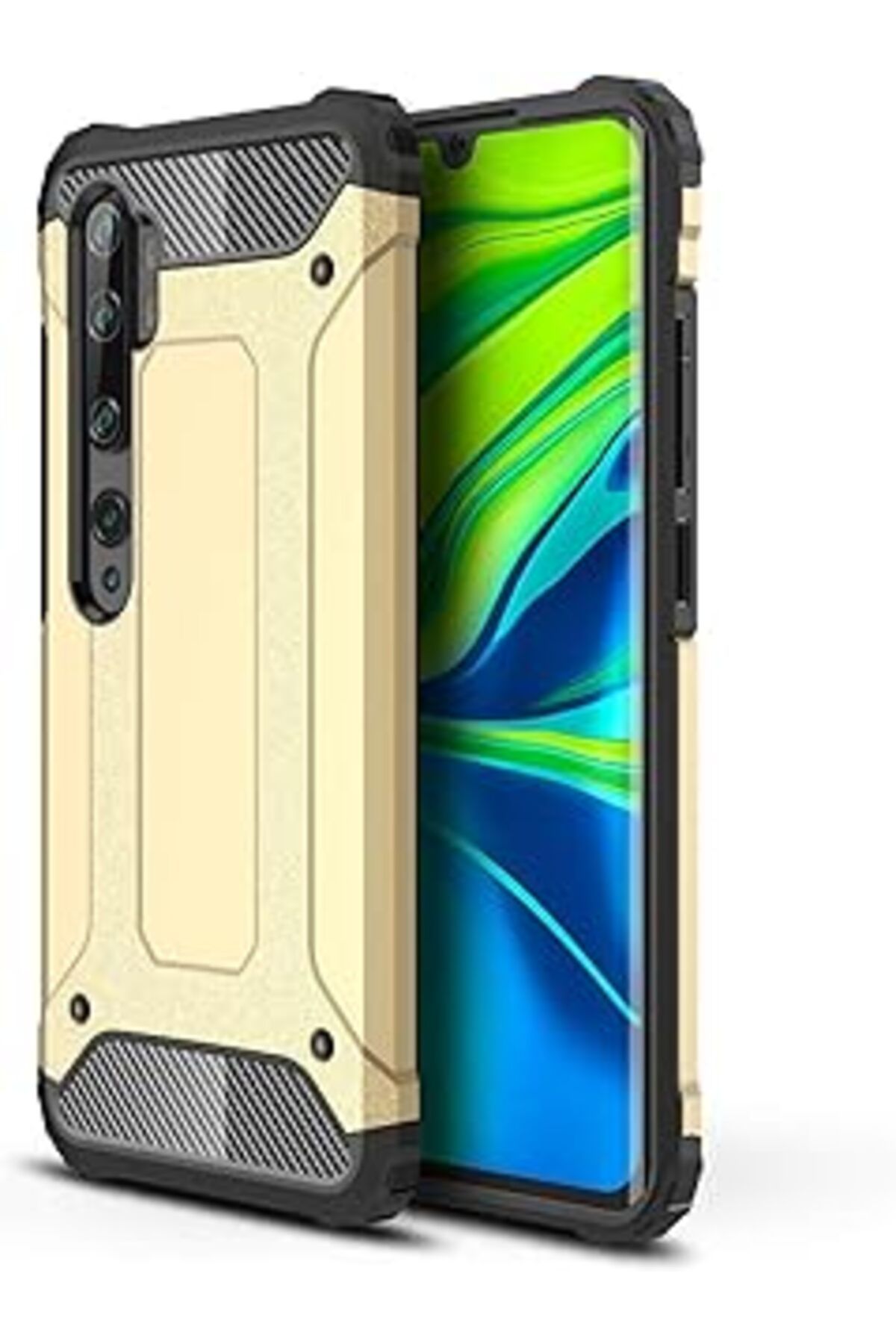 Pazarcan Microsonic Mi Note 10 Pro Kılıf Rugged Armor Gold [Mi Note 10 Pro Ile Uyumlu Kılıf - Gold]