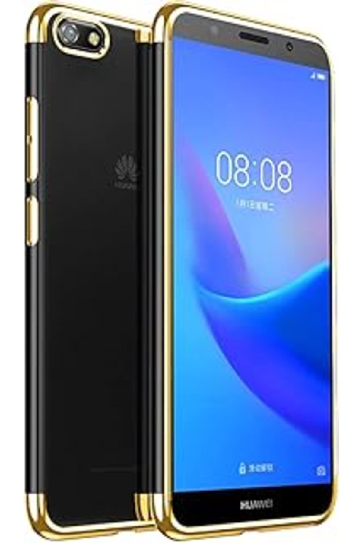 Pazarcan Microsonic Huawei Honor 7S Kılıf Skyfall Transparent Clear Gold