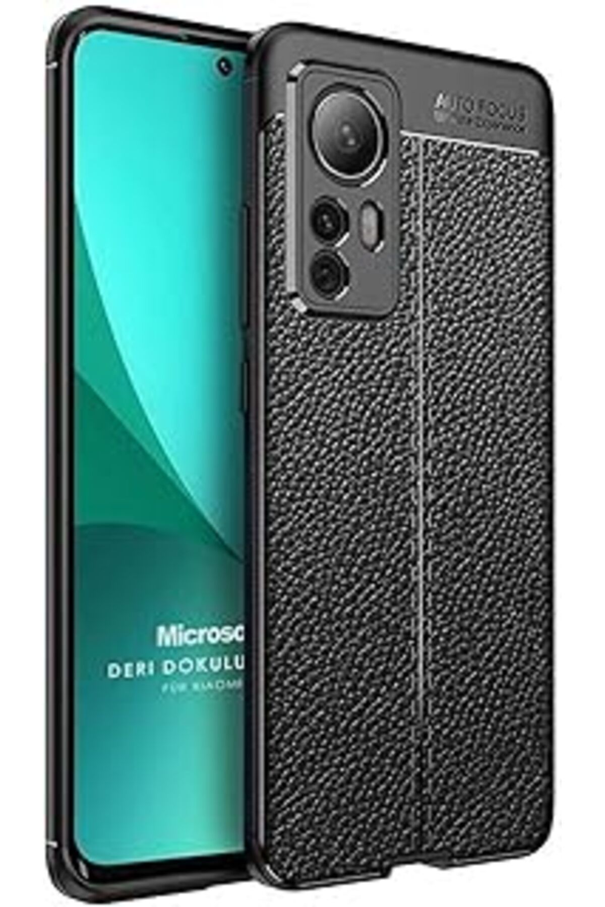 Pazarcan Microsonic Xiaomi Mi 12 Için Kılıf Deri Dokulu Silikon Siyah [mi 12 Ile Uyumlu Kılıf - Siyah]