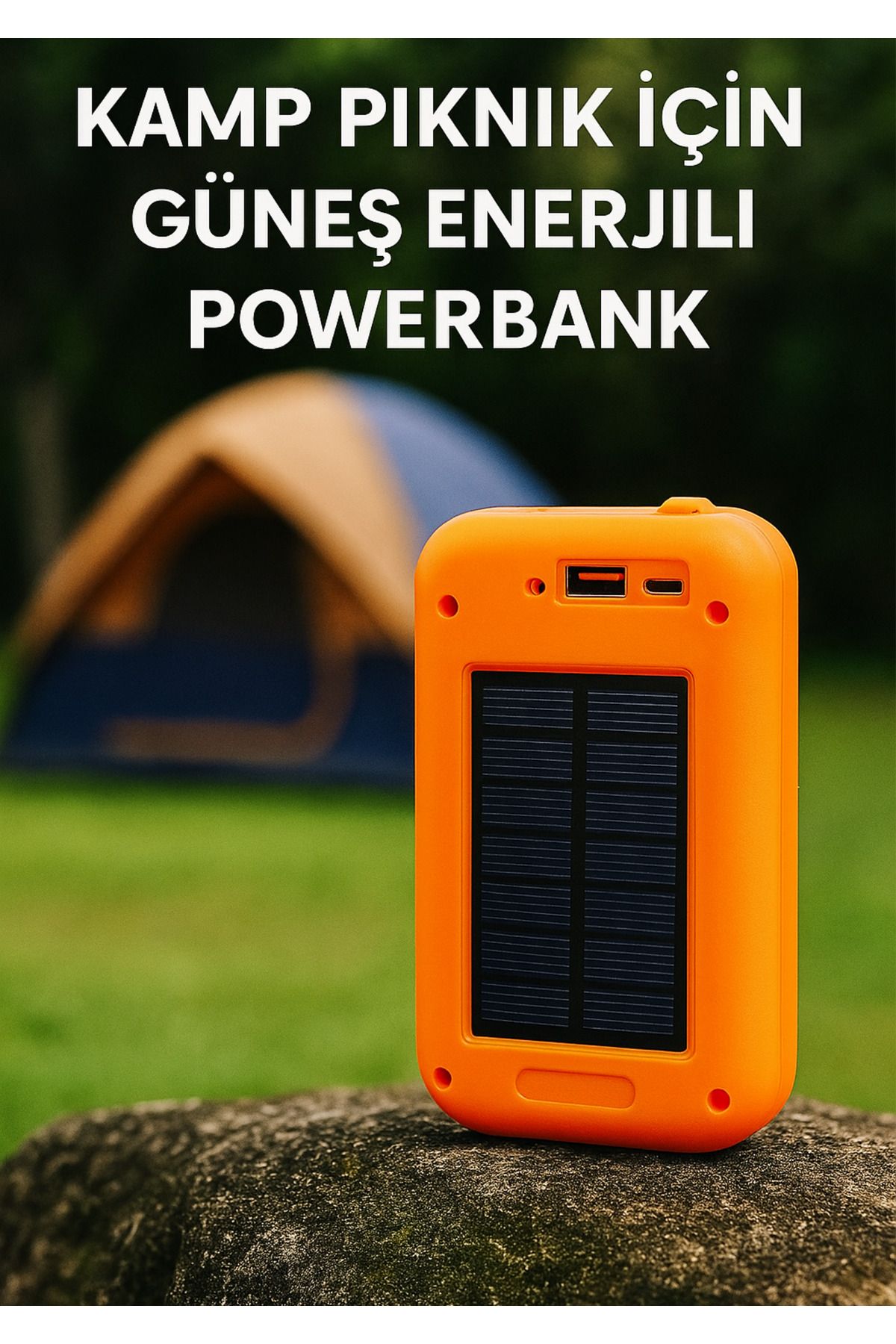 BellaThec Güneş Enerjili Kamp Işıldak Powerbanklı LED Lamba ve El Feneri