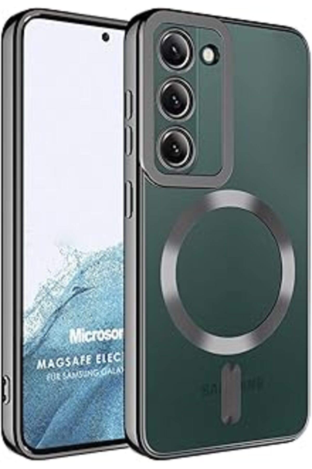 Pazarcan Microsonic Galaxy S22 Plus Kılıf Magsafe Luxury Electroplate Siyah [Galaxy S22 Plus Ile Uyumlu Kılı