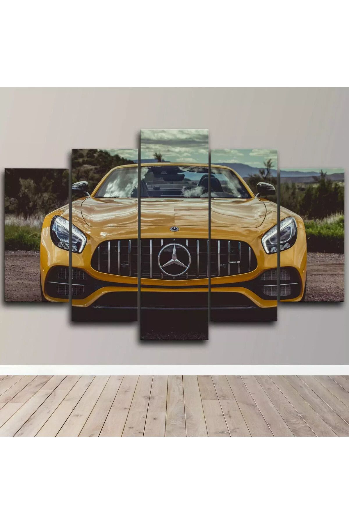 fabriflow exclusive Mercedes Araba Resmi Özel Tasarım 5li tablo dekoratif ev hediyesi