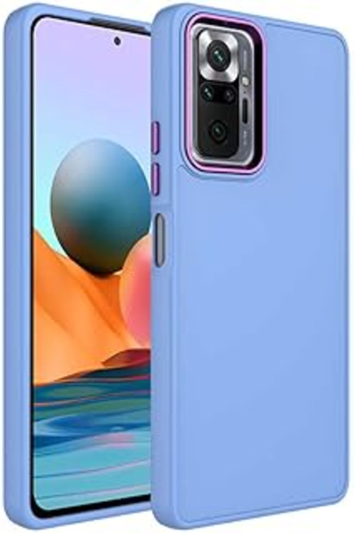Pazarcan Spia Xiaomi Redmi Note 10 Pro Kılıf Lila Luma Metal Kamera Lens Çerçeveli Kapak Orijinal Esnek Daya