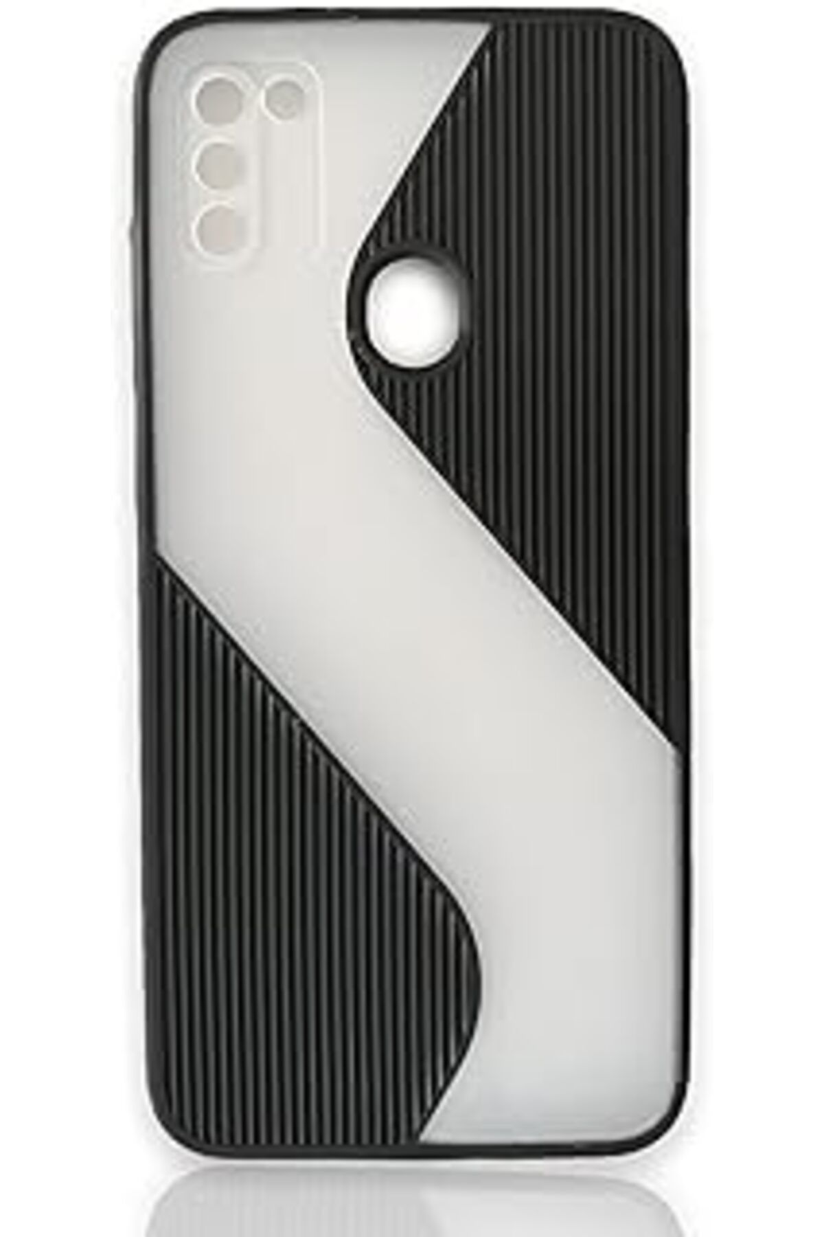 Karachil Cupcase® Samsung Galaxy A11 / M11 Uyumlu Kılıf Su Yolu Tasarımlı Yarı Transparan Şeffaf Kamera Lens
