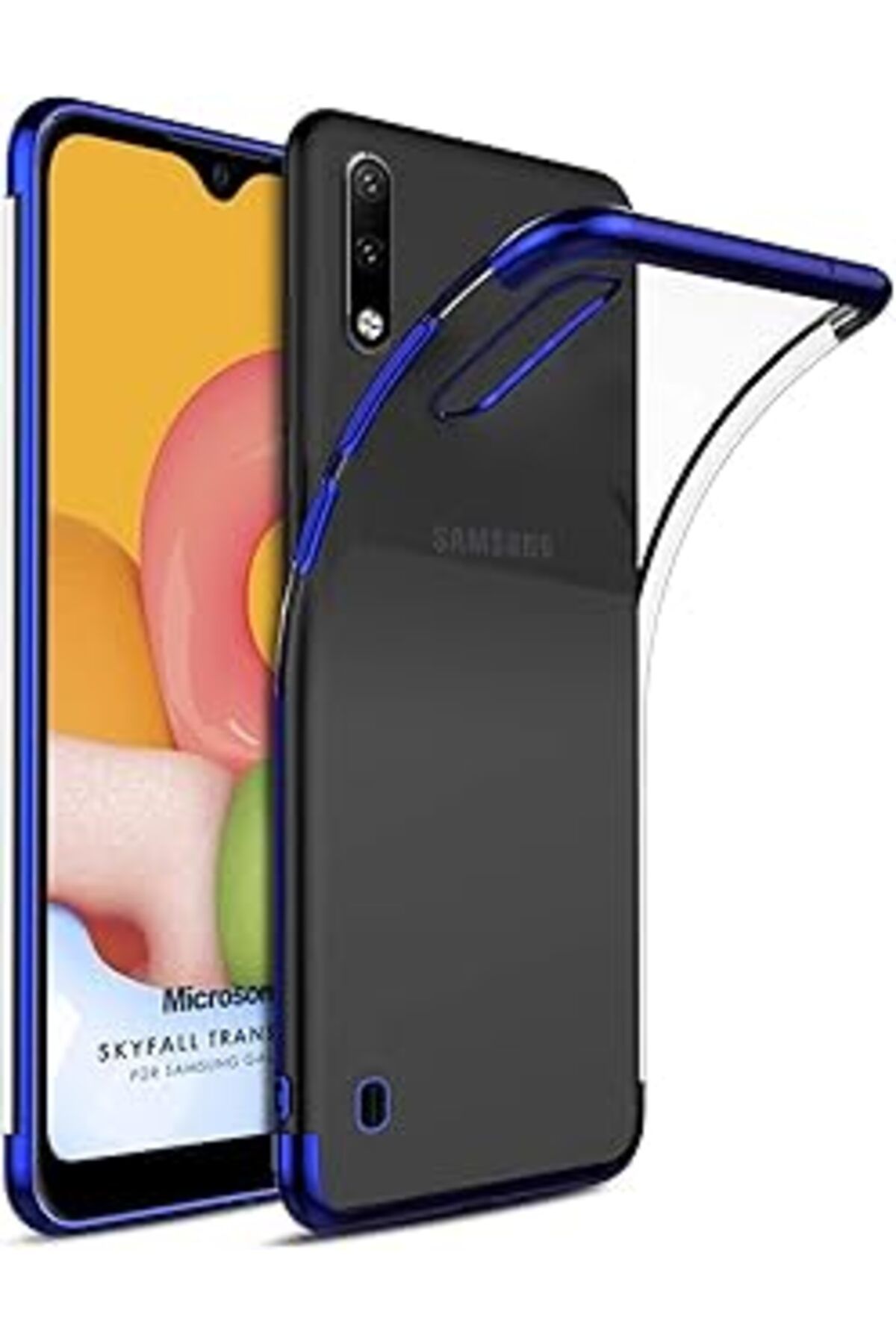 Pazarcan Microsonic Galaxy A01 Kılıf Skyfall Transparent Clear Mavi
