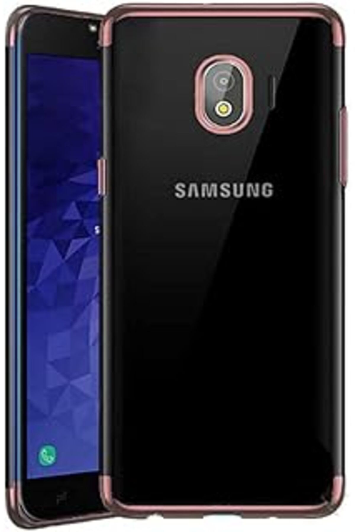 Qedii Zore Samsung Galaxy J4 Ile Uyumlu Dört Köşeli Lazer Rose Gold Cep Telefonu Kılıfı