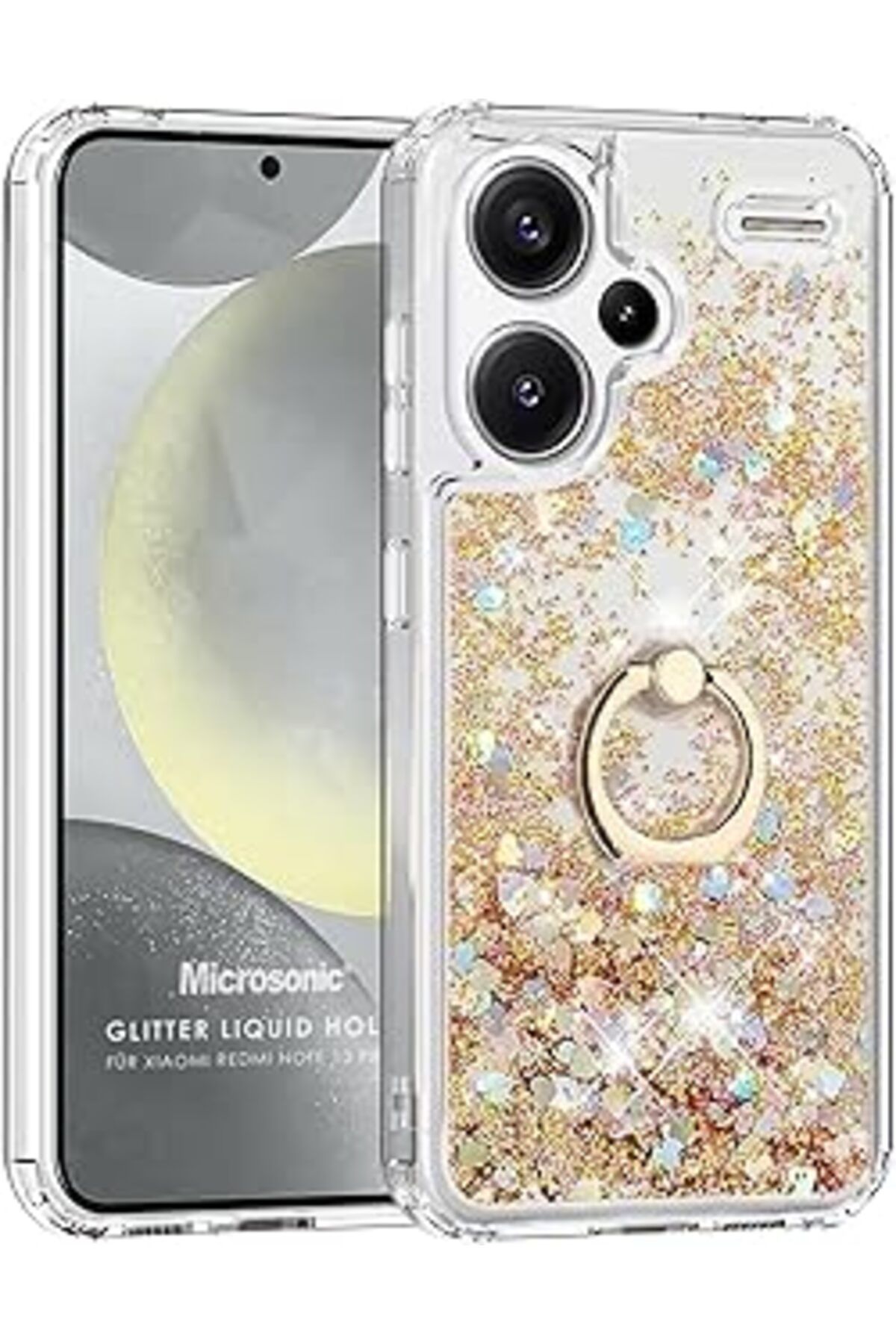 Pazarcan Microsonic Xiaomi Redmi Note 13 Pro Plus 5G Için Kılıf Glitter Liquid Holder Gold [Redmi Note 13 Pr