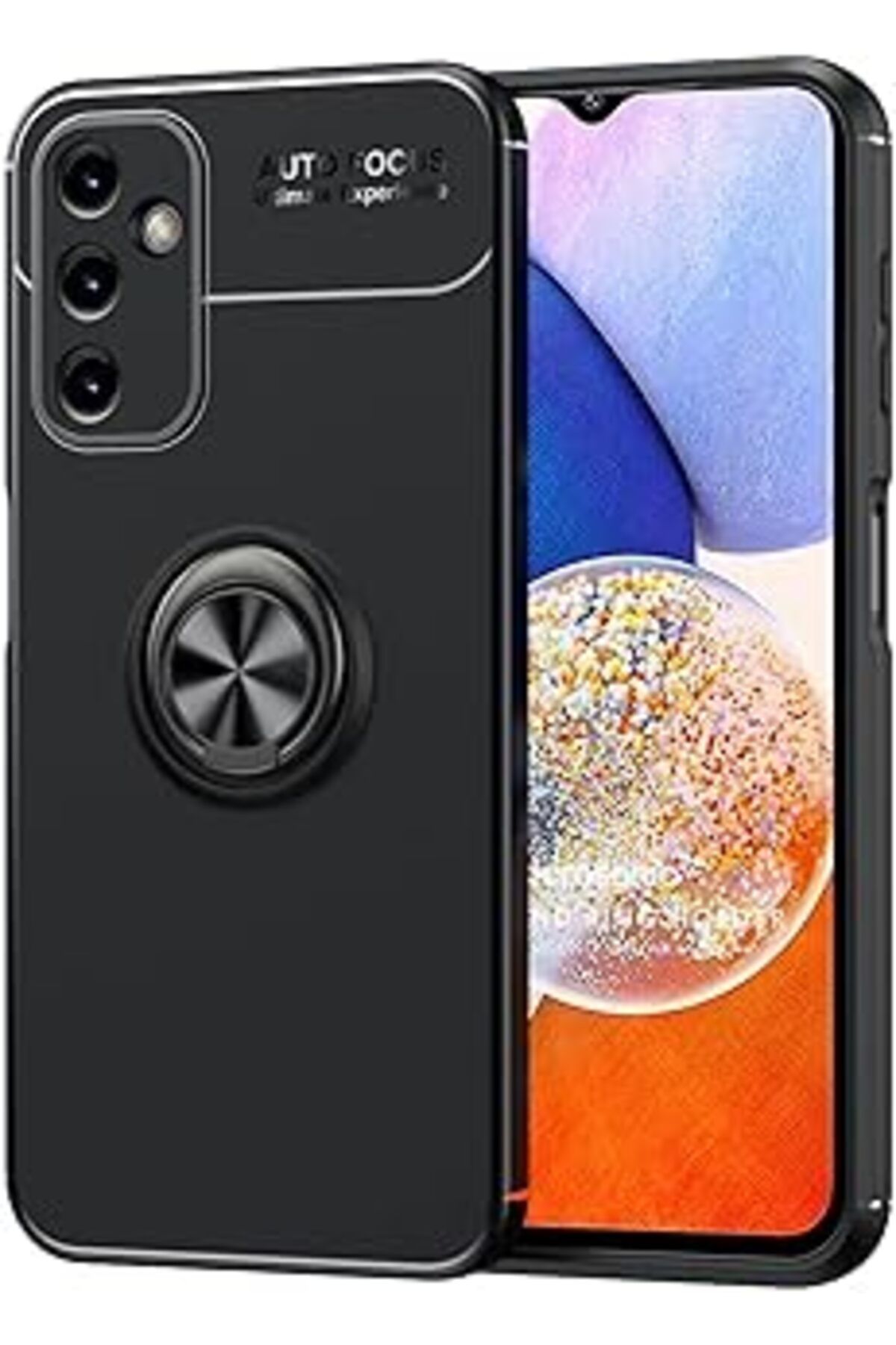 Karachil Microsonic Samsung Galaxy A14 Için Kılıf Kickstand Ring Holder Siyah [Galaxy A14 Ile Uyumlu Kılıf -