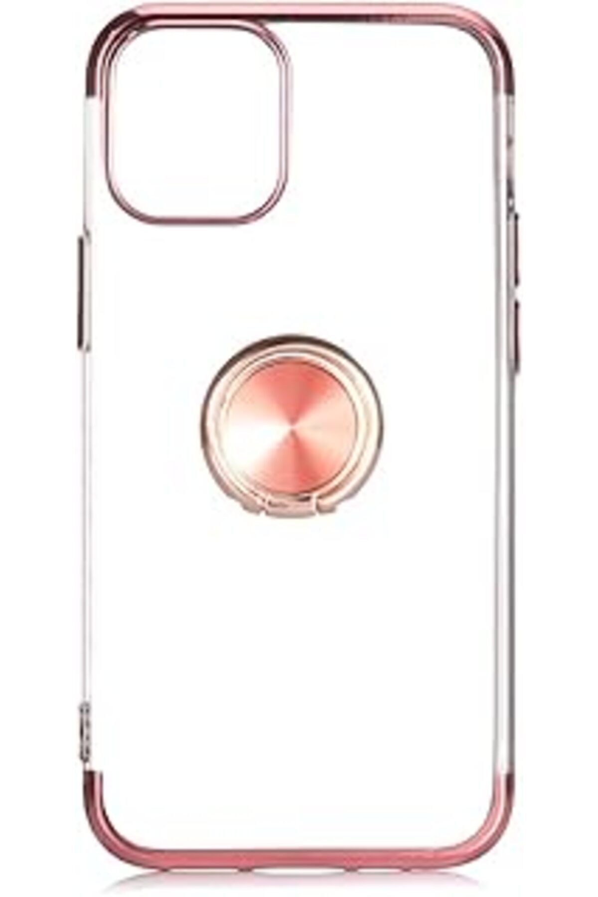 Qedii Kny Apple İphone 12 Pro Max Kılıf 4 Köşe Renkli Yüzüklü Manyetik Gess Silikon Rose Gold
