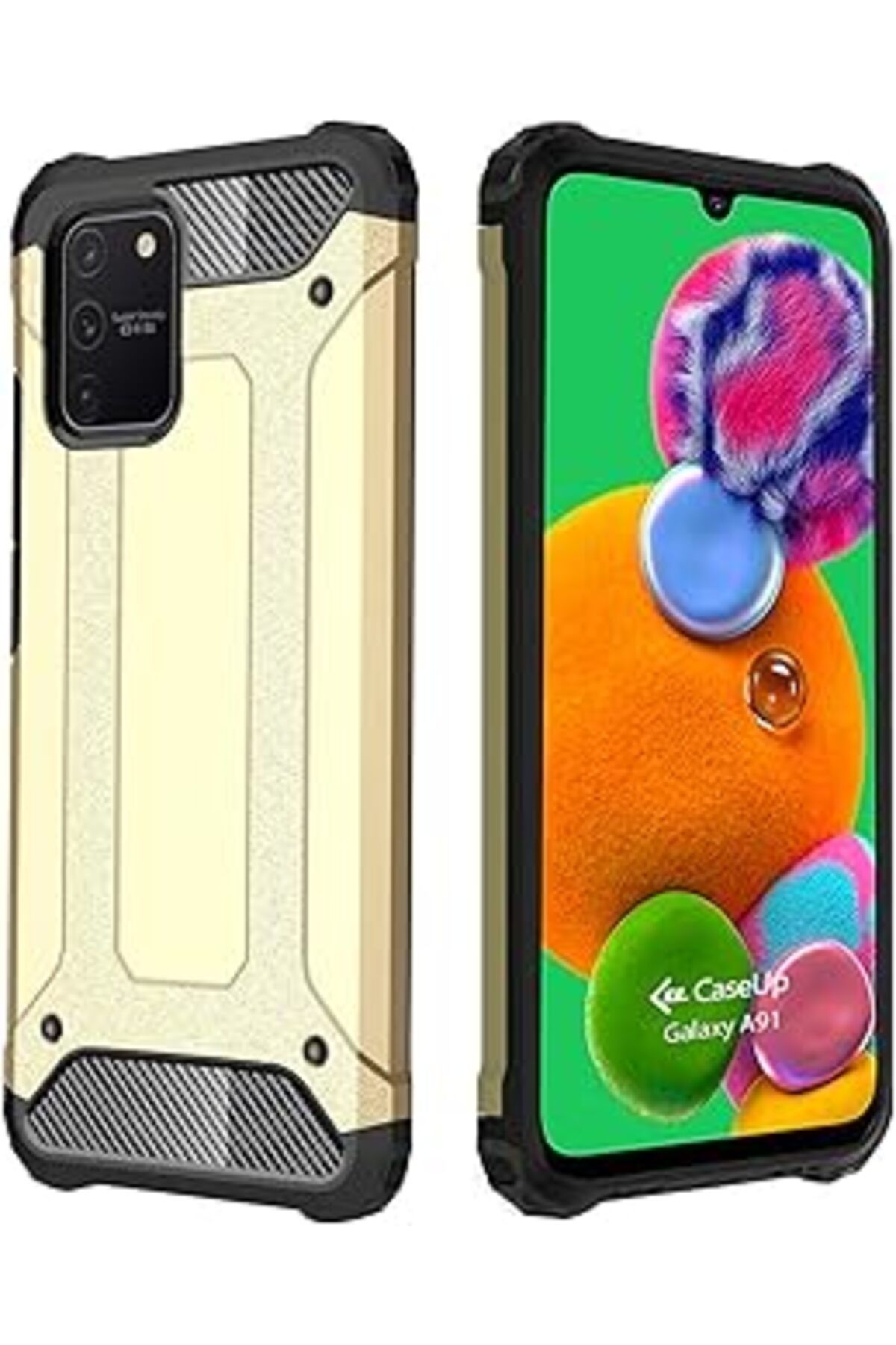 Karachil Caseup Samsung Galaxy A91 Uyumlu Kılıf, Caseup Tank Gold
