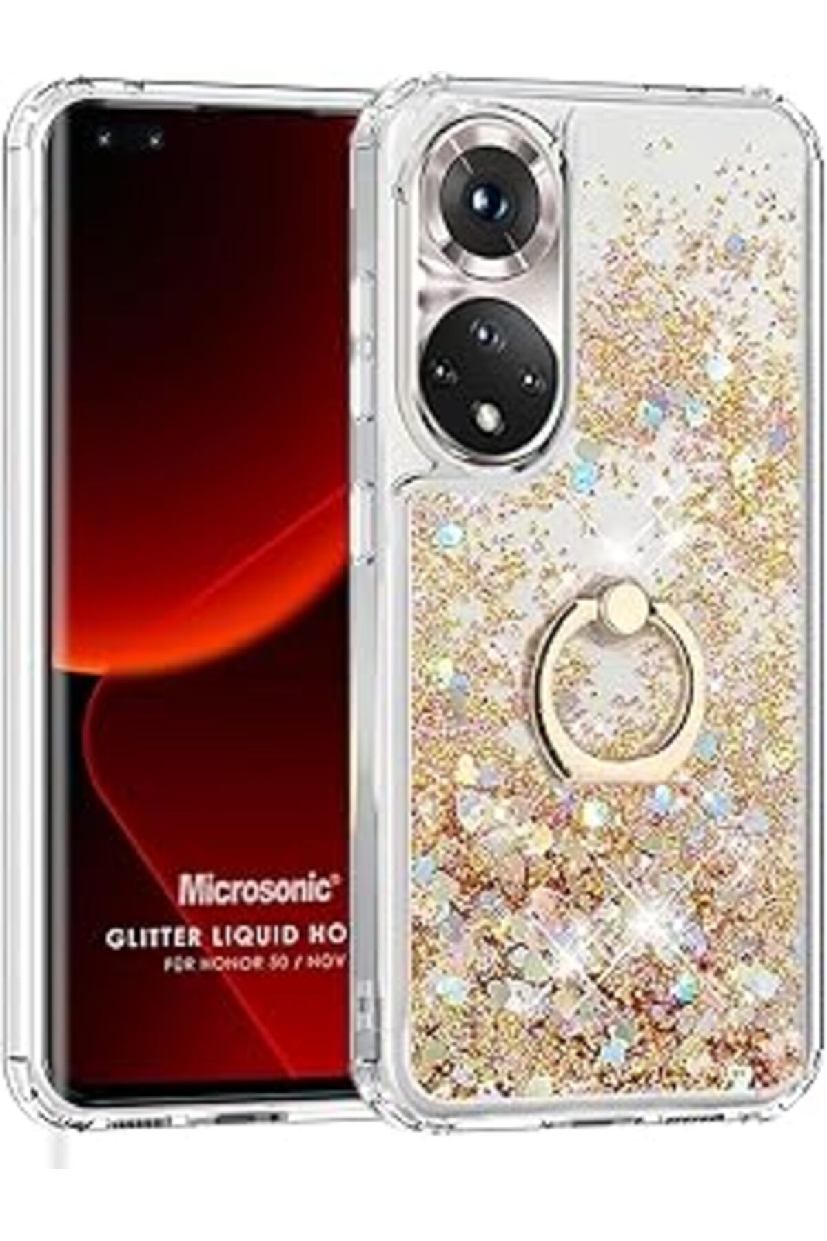 Pazarcan Microsonic Honor 50 Kılıf Glitter Liquid Gold [Honor 50 Ile Uyumlu Kılıf - Gold]