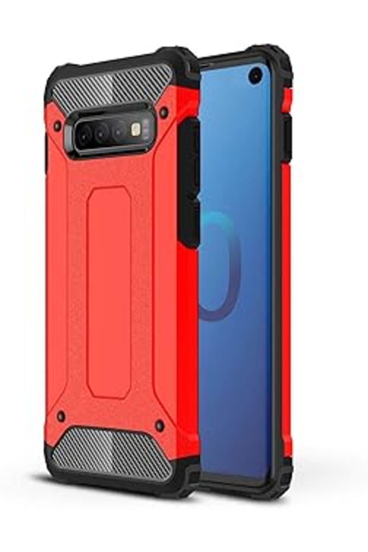Pazarcan Microsonic Galaxy S10 Kılıf Rugged Armor Kırmızı [Galaxy S10 Ile Uyumlu Kılıf - Kırmızı]