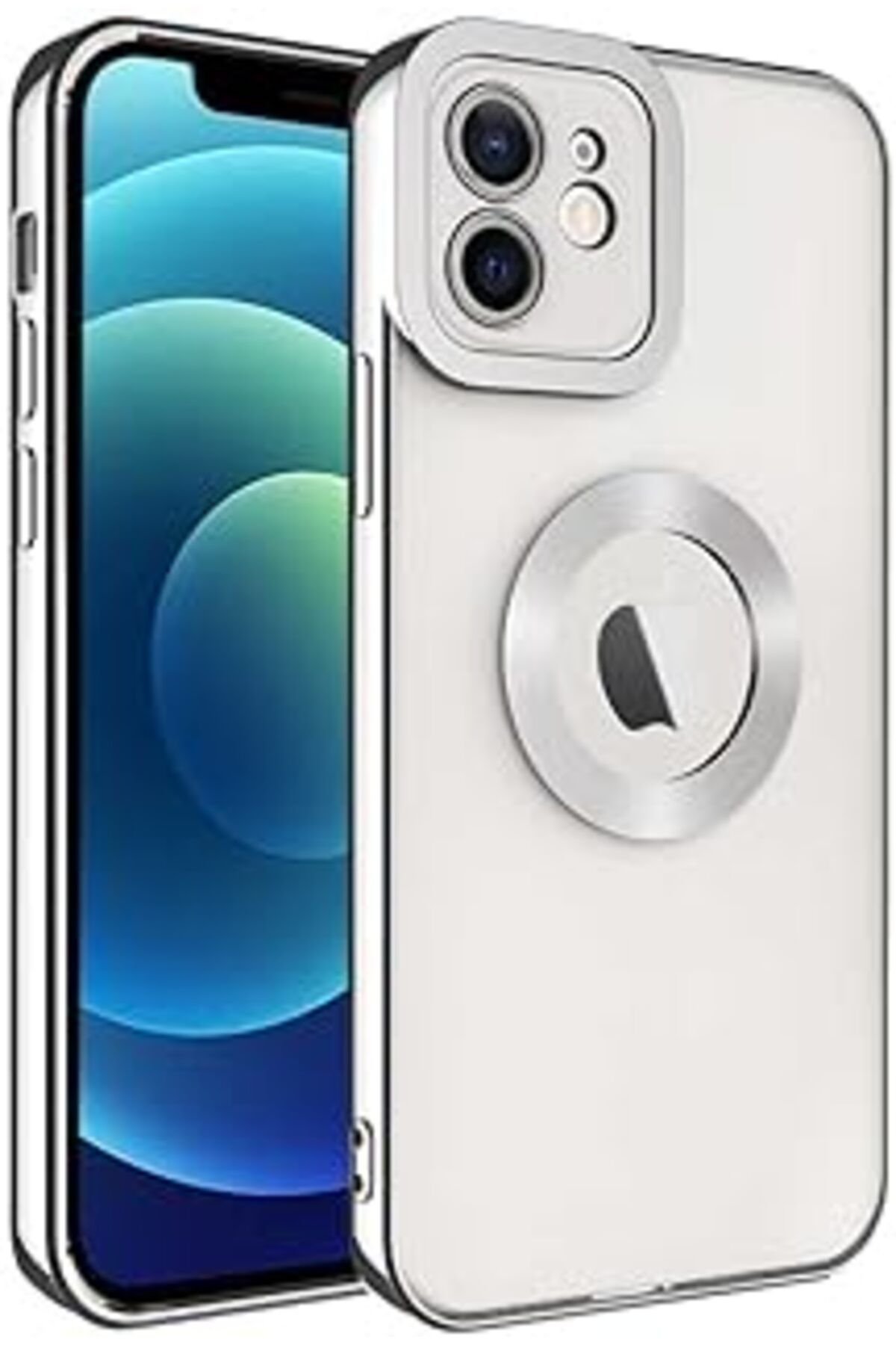 Pazarcan Zore Apple Ile Uyumlu Iphone 12 Kılıf Kamera Korumalı Logo Gösteren Zore Omega Kapak Gümüş