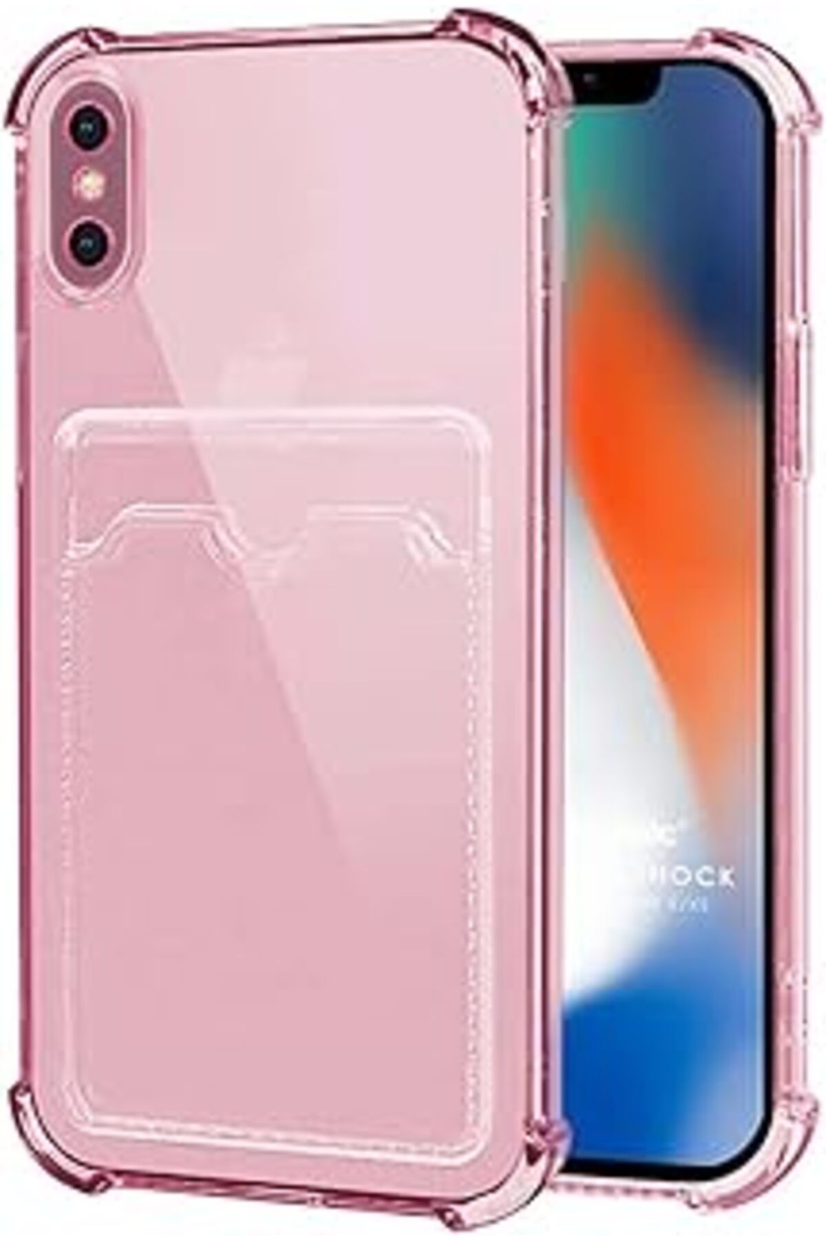 Pazarcan Microsonic Apple Iphone Xs Için Card Slot Shock Kılıf Pembe [Iphone Xs Ile Uyumlu Kılıf - Pembe]