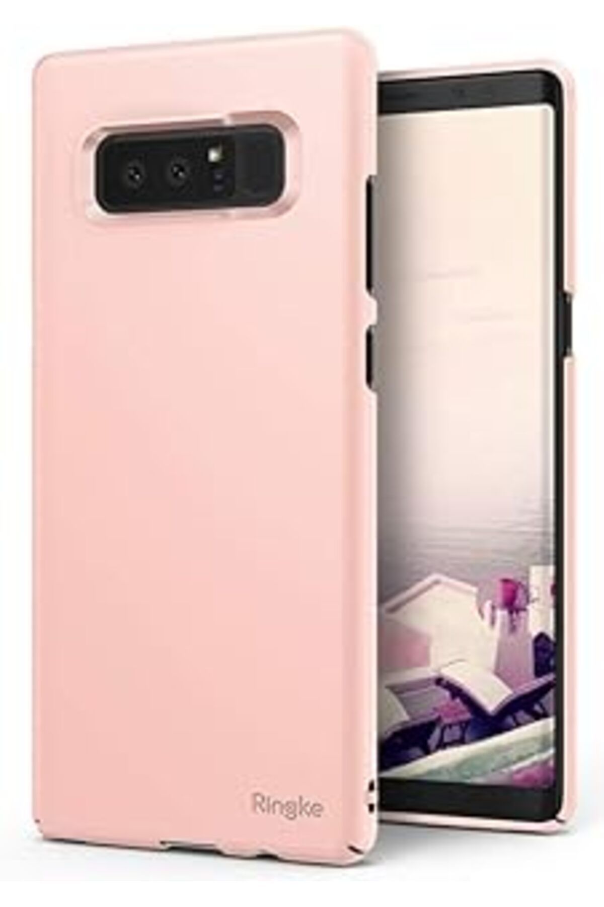 Qedii Ringke Slim Galaxy Note 8 Kılıf Peach Pink - 4 Tarafı Saran İnce Şık Tasarım
