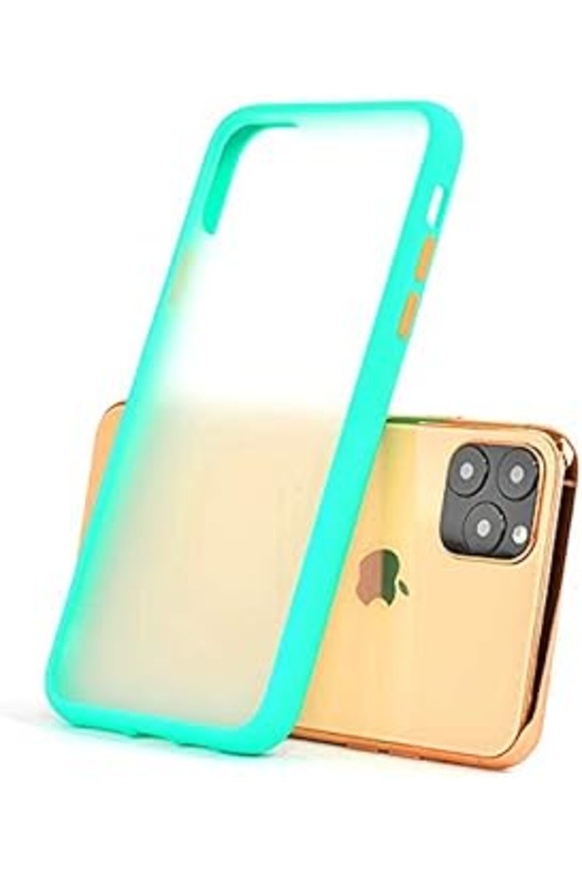 Pazarcan Kny Iphone 11 Pro İçin Kılıf, Silikon Kenarlı Buzlu Fri Kapak, Turkuaz