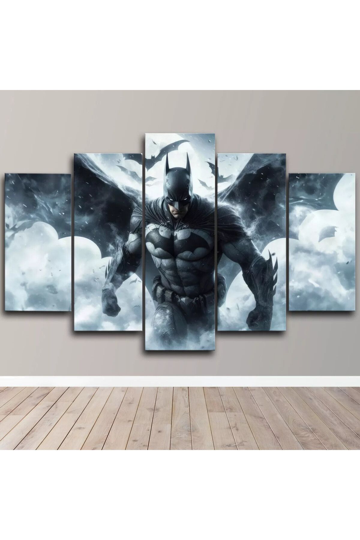 fabriflow exclusive Batman Özel Tasarım 5li tablo dekoratif ev hediyesi