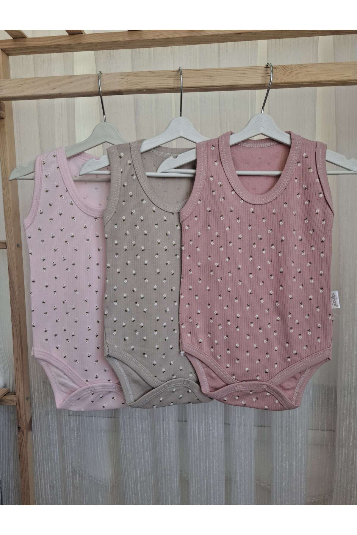 Nayinom %100 Pamuklu Kız Bebek & Kız Çocuk 3'lü Çıtçıtlı Badi