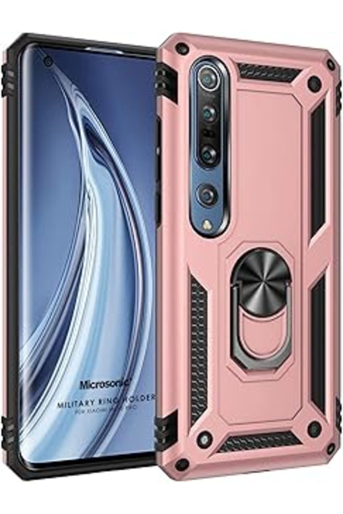 Pazarcan Microsonic Mi 10 Pro Kılıf Military Ring Rose Gold [Mi 10 Pro Ile Uyumlu Kılıf - Rose Gold]