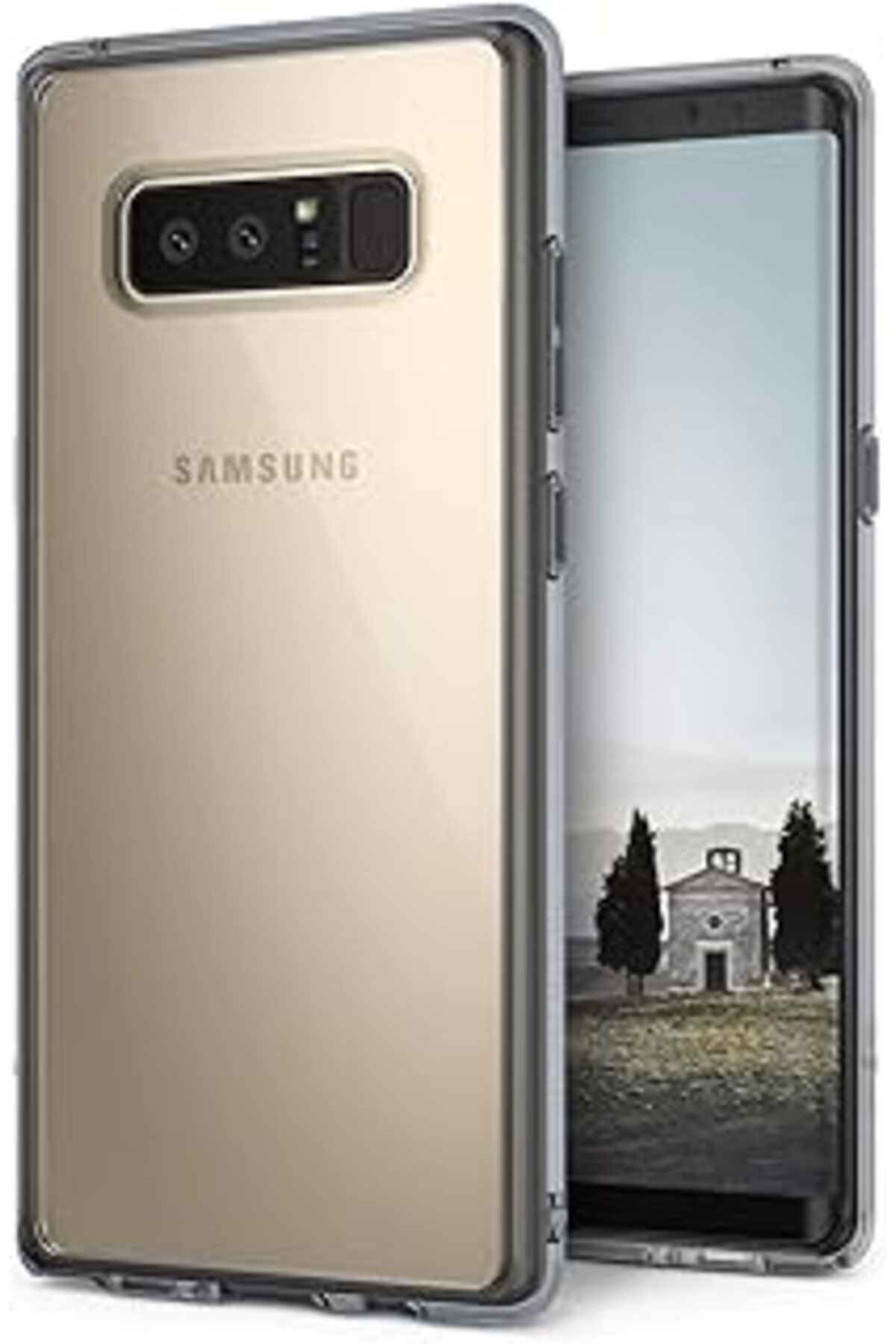 Pazarcan Ringke Fusion Galaxy Note 8 Kılıf Smoke Black - Tpu Bumper Extra Darbe Emici