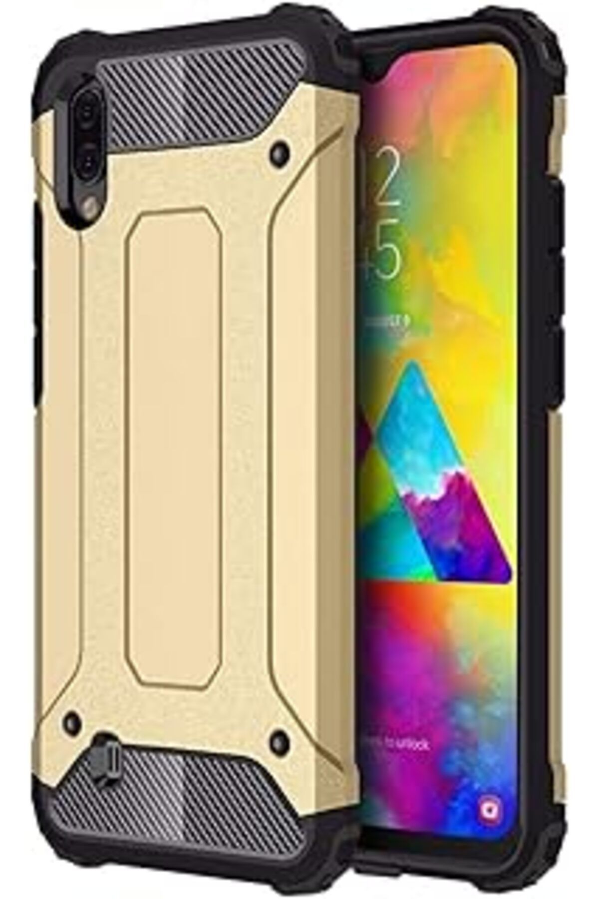 Qedii Microsonic Samsung Galaxy M10 Için Kılıf Rugged Armor Gold [Galaxy M10 Ile Uyumlu Kılıf - Gold]