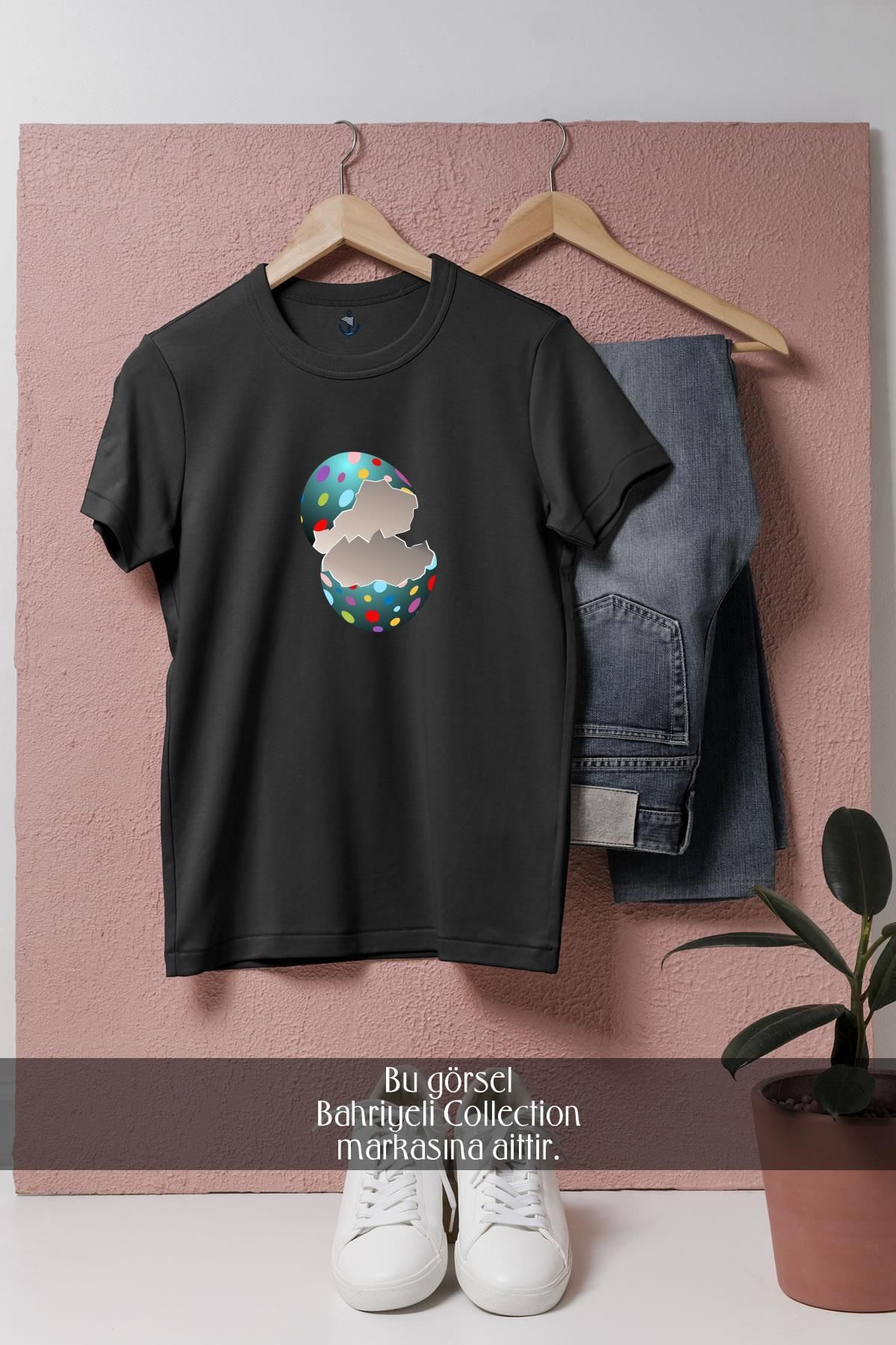 Bahriyeli Collection Oversize Kırılmış Paskalya Yumurtası Tasarımlı Unisex T-Shirt