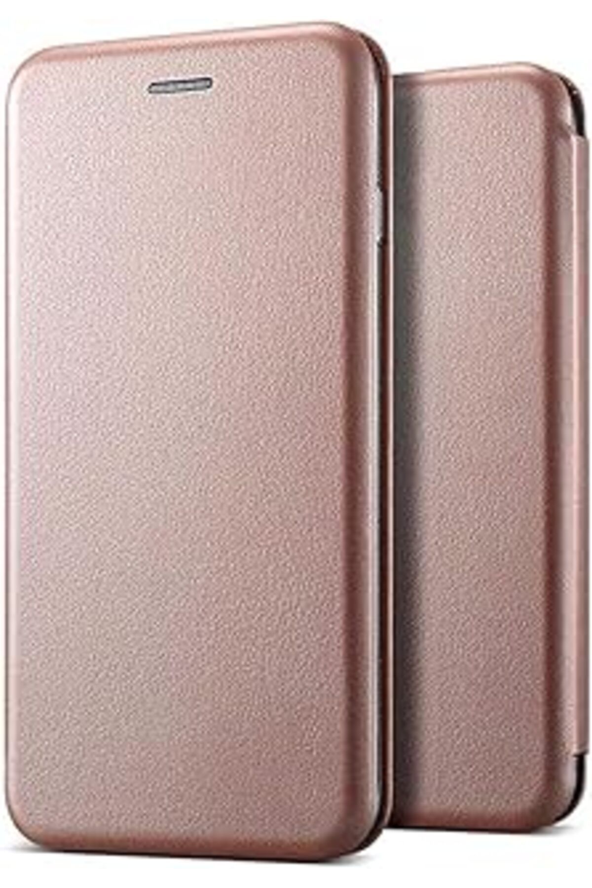 Pazarcan Microsonic Galaxy A91 Kılıf Ultra Slim Leather Design Flip Cover Rose Gold