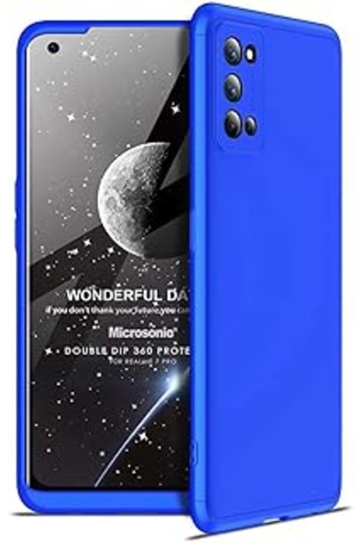 Pazarcan Microsonic Realme 7 Pro Kılıf Double Dip 360 Protective Mavi [Realme 7 Pro Ile Uyumlu Kılıf - Mavi]