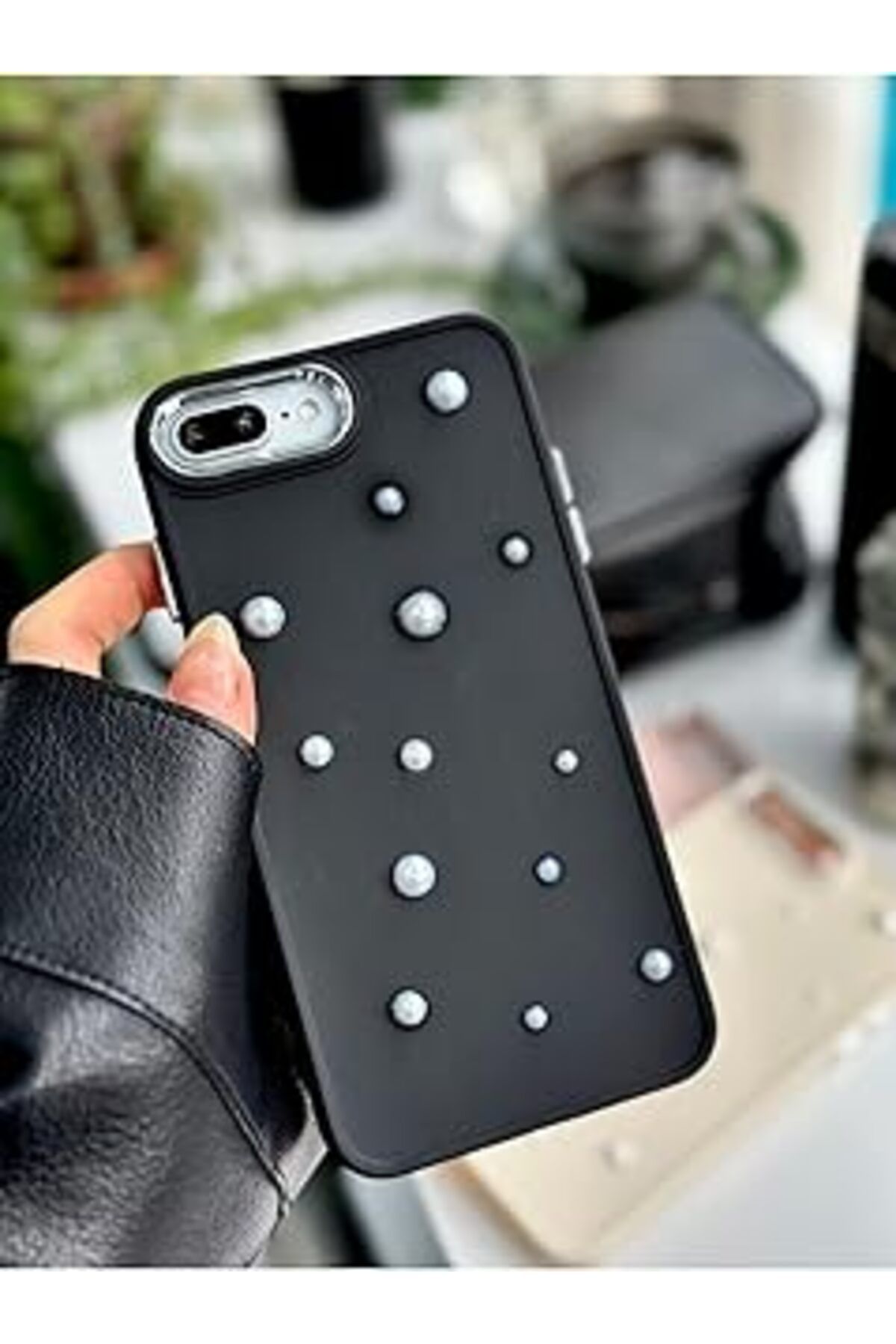 Pazarcan Go Aksesuar Iphone 7 Plus Ve 8 Plus Uyumlu Pearl Oyuncak Tasarımlı Esnek Silikon Kılıf - Siyahpearl