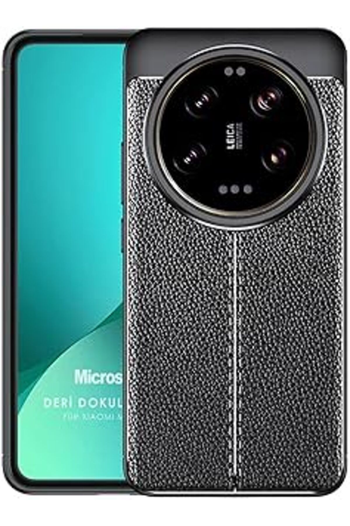 Pazarcan Microsonic Mi 14 Ultra Kılıf Deri Dokulu Silikon Siyah [Mi 14 Ultra Ile Uyumlu Kılıf - Siyah]