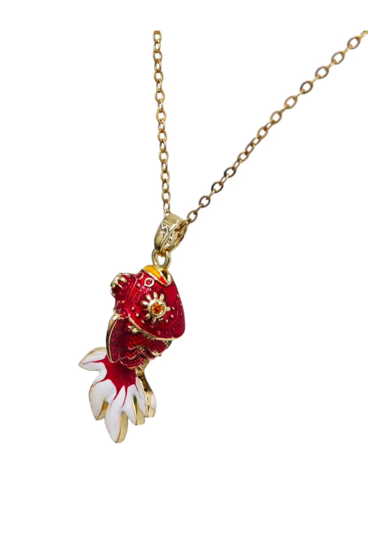 Bluw Jewelry Tombul Japon Balığı Çelik Kolye Koi Kırmızı