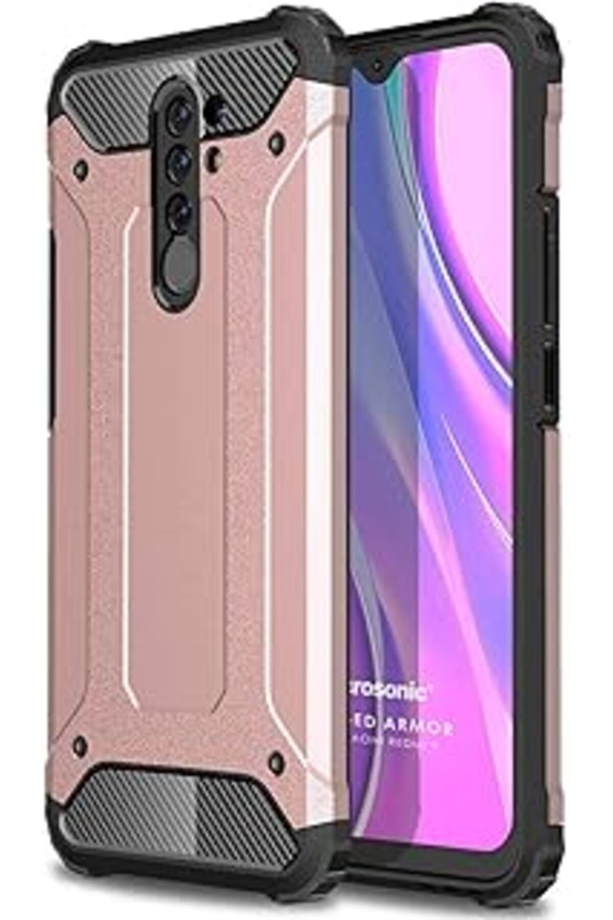 Pazarcan Microsonic Xiaomi Redmi 9 Için Kılıf Rugged Armor Rose Gold [redmi 9 Ile Uyumlu Kılıf - Rose Gold]
