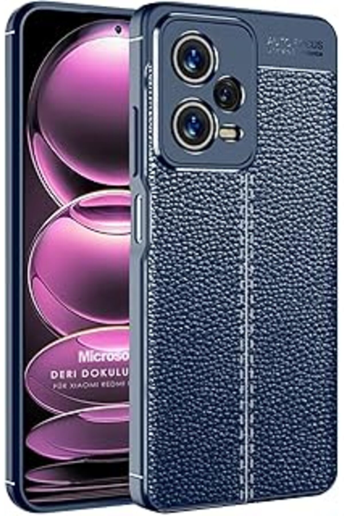 Qedii Microsonic Xiaomi Redmi Note 12 Için Kılıf Deri Dokulu Silikon Lacivert [Redmi Note 12 Ile Uyumlu K