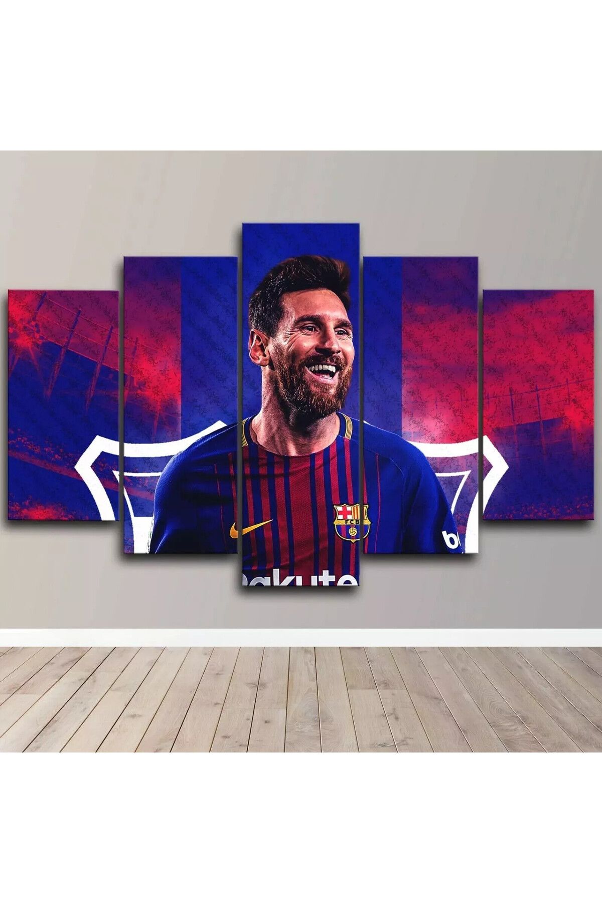 fabriflow exclusive Messi Spor Özel Tasarım 5li tablo dekoratif ev hediyesi