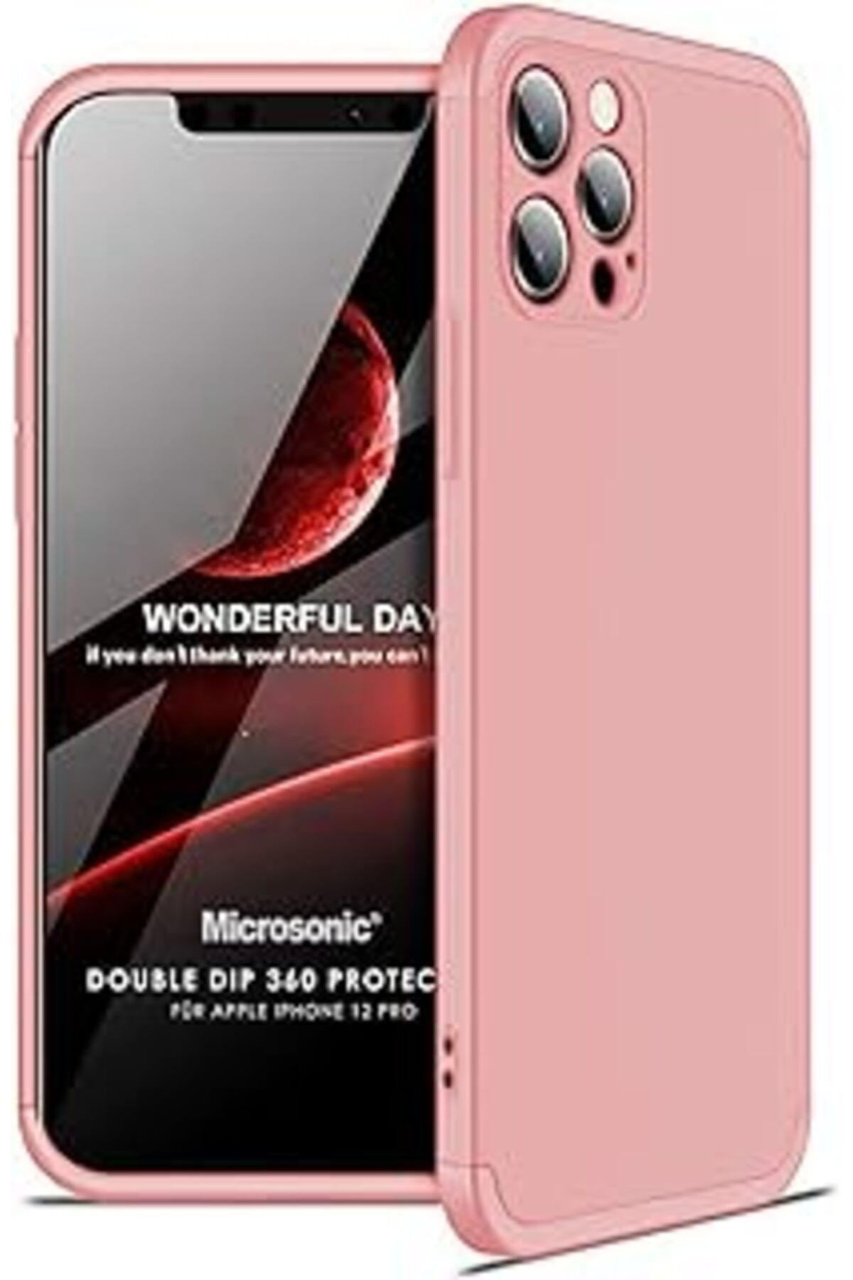Karachil Microsonic Apple Iphone 12 Pro Için Kılıf Double Dip 360 Protective Rose Gold [Iphone 12 Pro Ile Uy