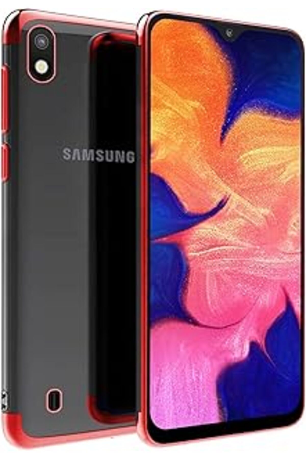 Pazarcan Microsonic Samsung Galaxy A10 Için Kılıf Skyfall Transparent Clear Kırmızı [Galaxy A10 Ile Uyumlu K