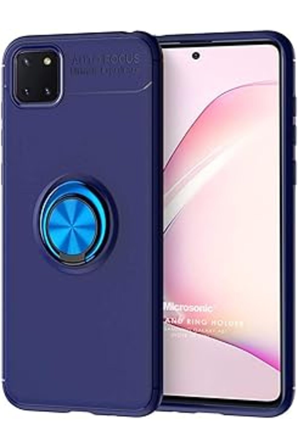 Pazarcan Microsonic Samsung Galaxy A81 Için Kılıf Kickstand Ring Holder Lacivert [galaxy A81 Ile Uyumlu Kılı