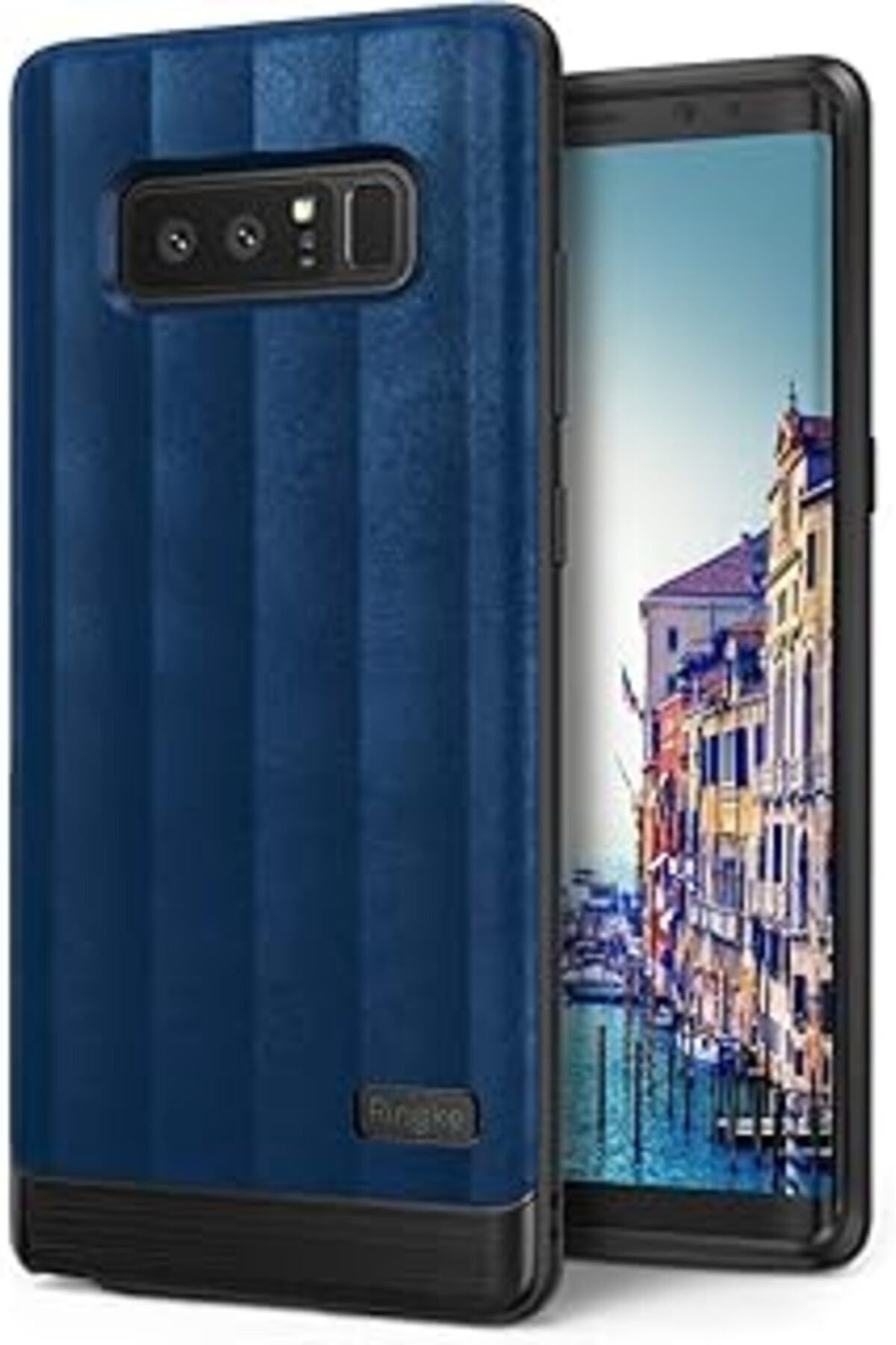 Qedii Ringke Flexs Galaxy Note 8 Kılıf Deep Blue - Premium Pu Deri&Tpu Kombini Tam Koruma
