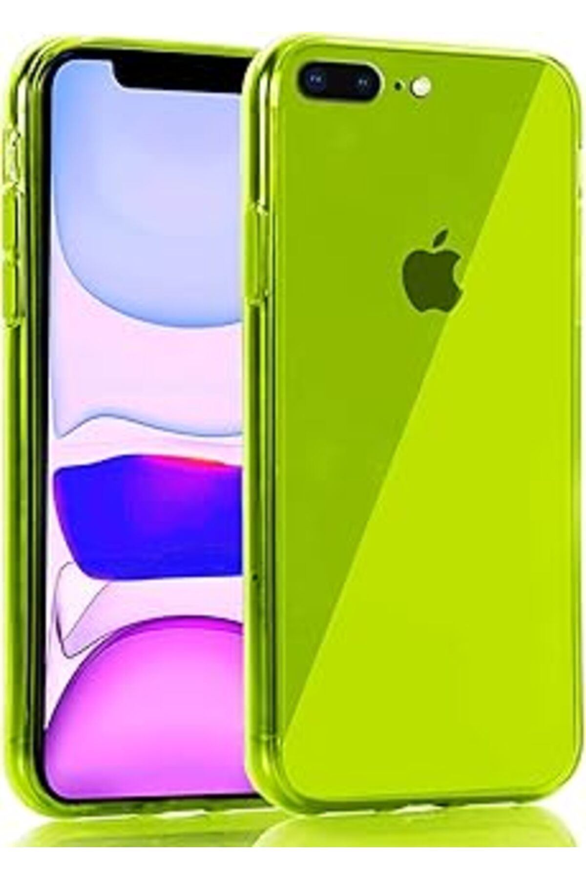 Pazarcan Apple Iphone 7 Plus Kılıf Fosforlu Canlı Renkli Parlak Silikon Kapak Sarı