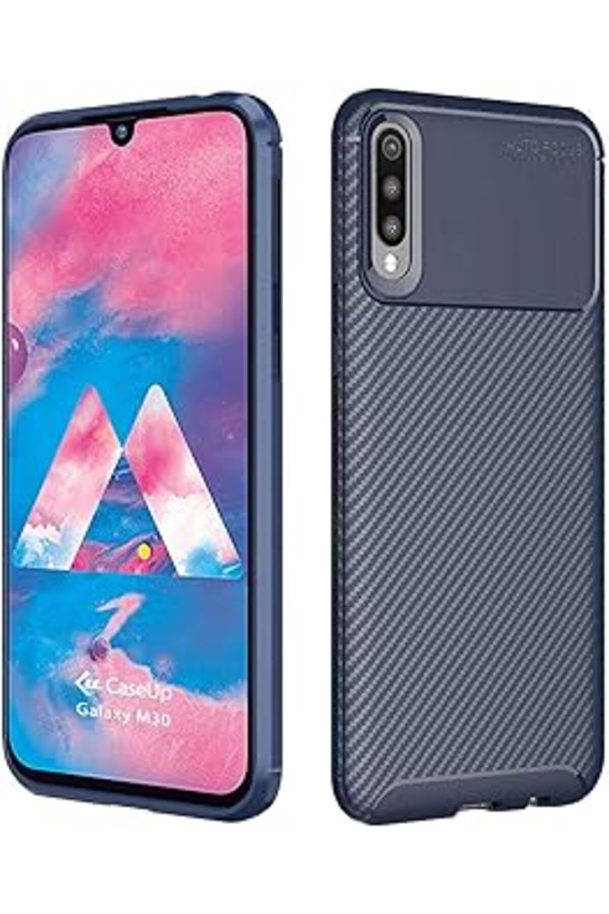 Karachil Caseup Samsung Galaxy M30 Uyumlu Kılıf, Caseup Fiber Design Lacivert