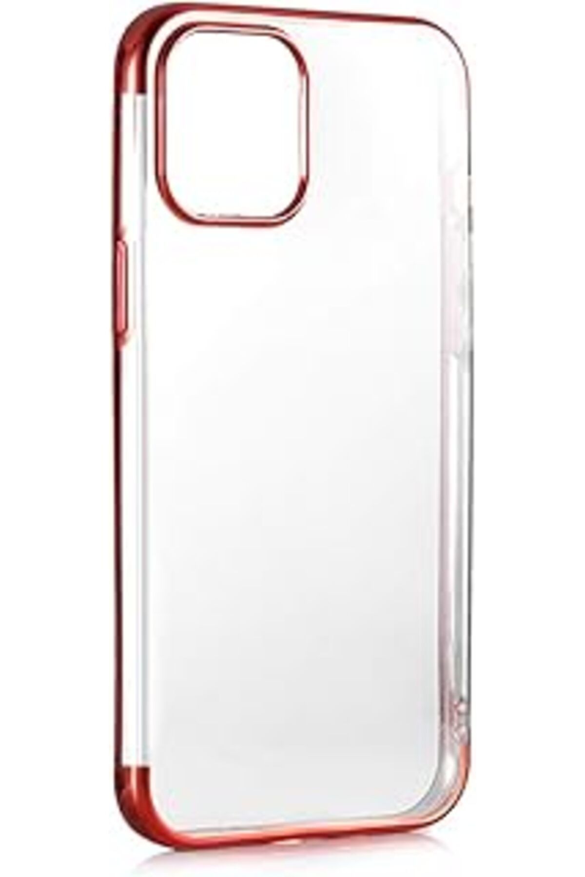 Qedii Kny Apple İphone 12 Pro Max Kılıf 4 Köşe Renkli Şeffaf Laser Silikon Kırmızı