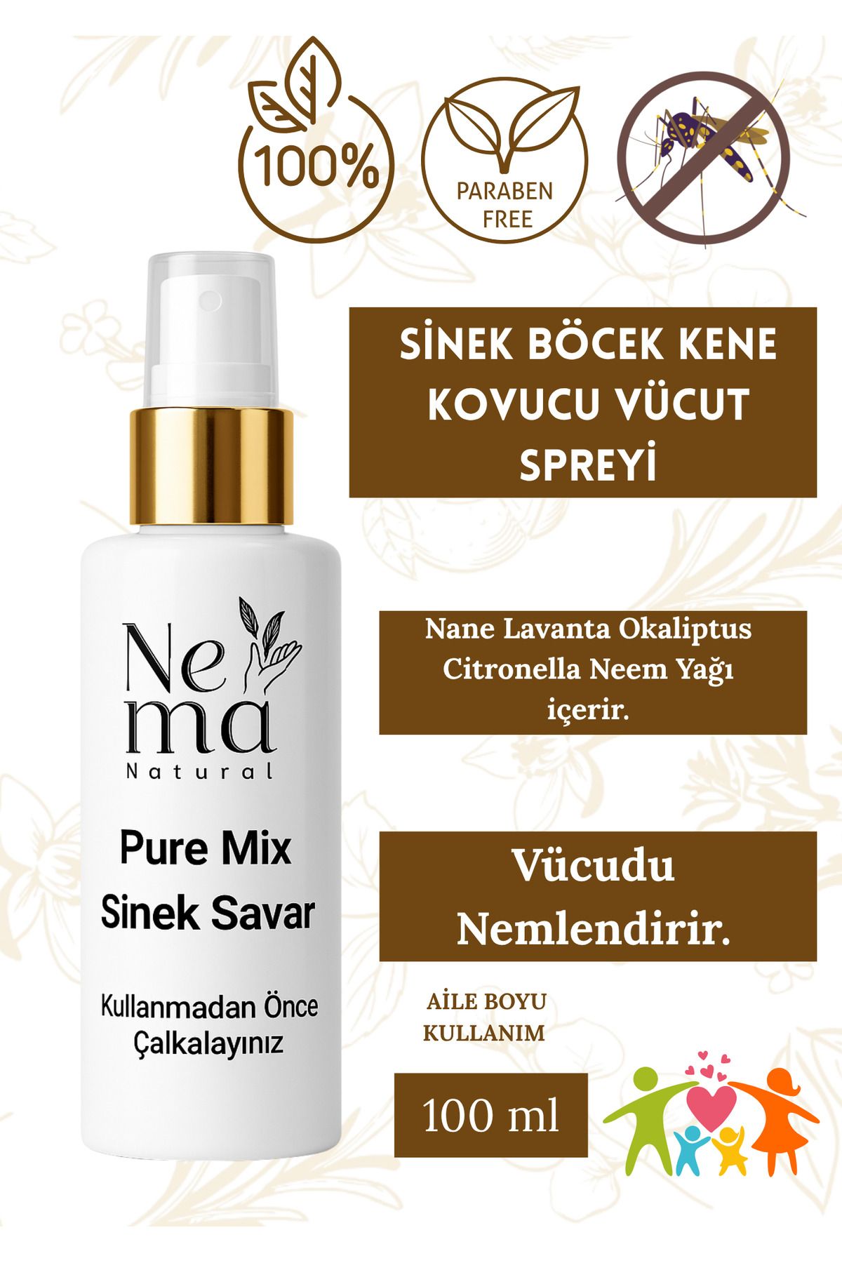 Nema Natural Sinek Böcek Savar Vücut Spreyi