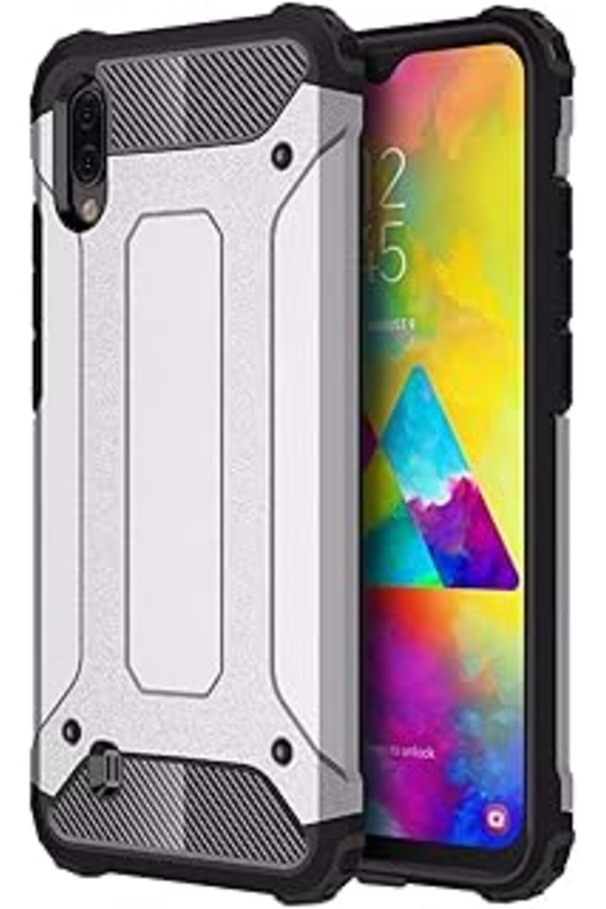 Pazarcan Microsonic Samsung Galaxy M10 Için Kılıf Rugged Armor Gümüş [Galaxy M10 Ile Uyumlu Kılıf - Gümüş]
