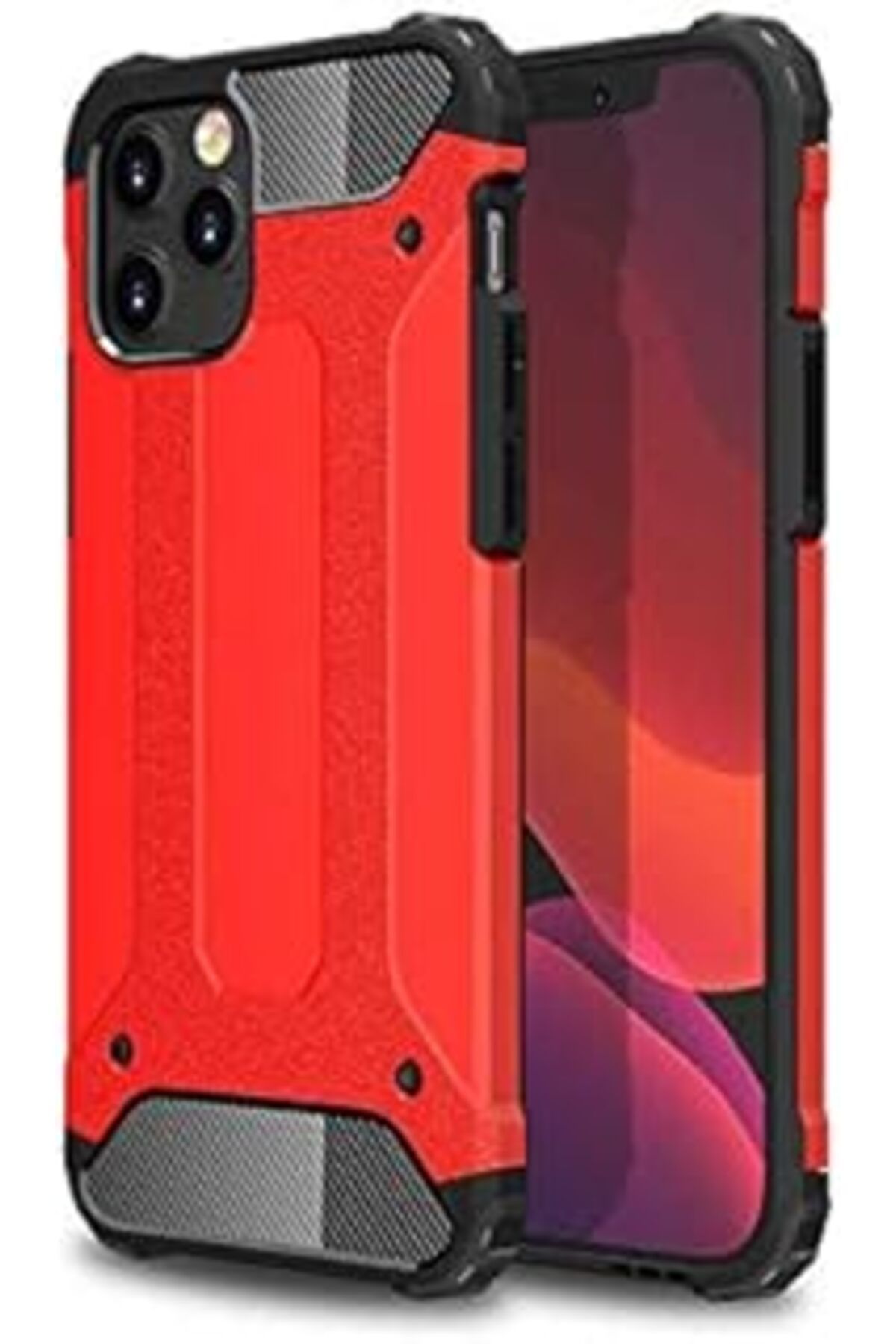 Pazarcan Zore Apple İle Uyumlu Iphone 12 Pro Kılıf Crash Silikon Kapak, Kırmızı