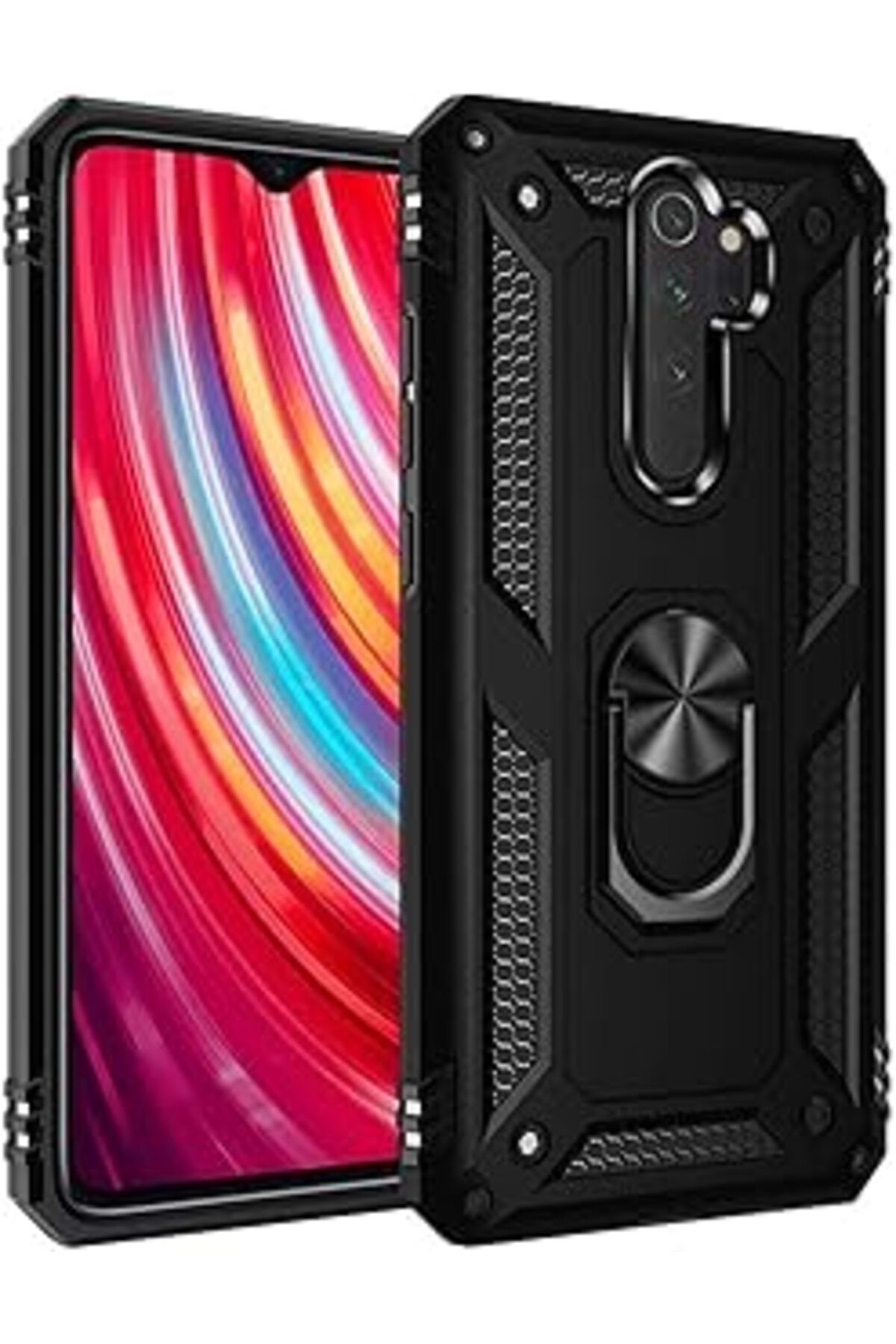 Pazarcan Microsonic Xiaomi Redmi Note 8 Pro Için Kılıf Military Ring Holder Siyah [redmi Note 8 Pro Ile Uyum