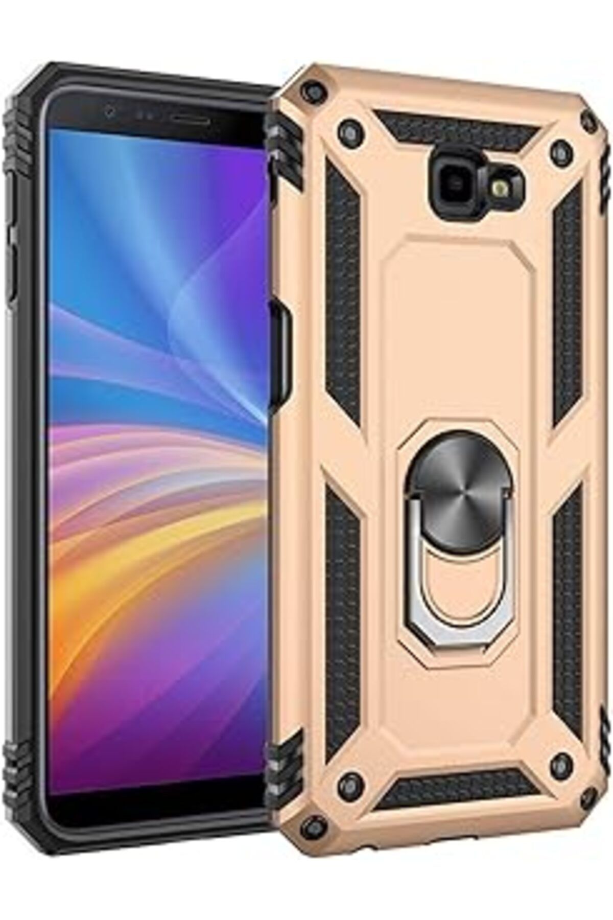Pazarcan Microsonic Samsung Galaxy J4 Plus Için Kılıf Military Ring Holder Gold [Galaxy J4 Plus Ile Uyumlu K